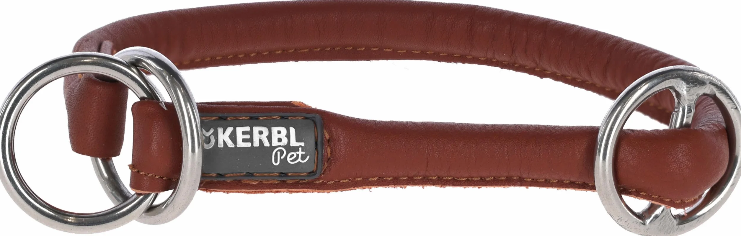 Kerbl Roma okrągły skórzany choker, 60 cm, koniak