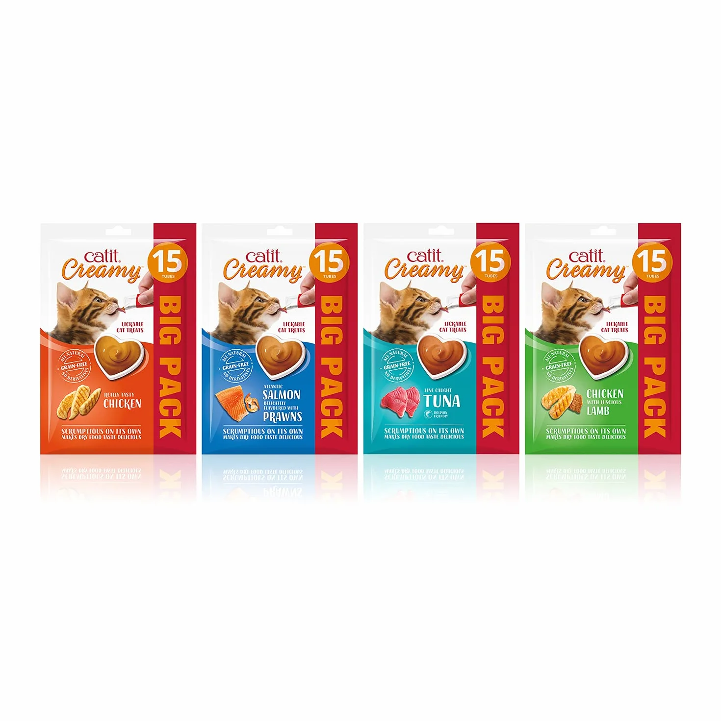 Catit Creamy płynna pasta do lizania dla kotów z kurczakiem i jagnięciną, 15 x 10 g