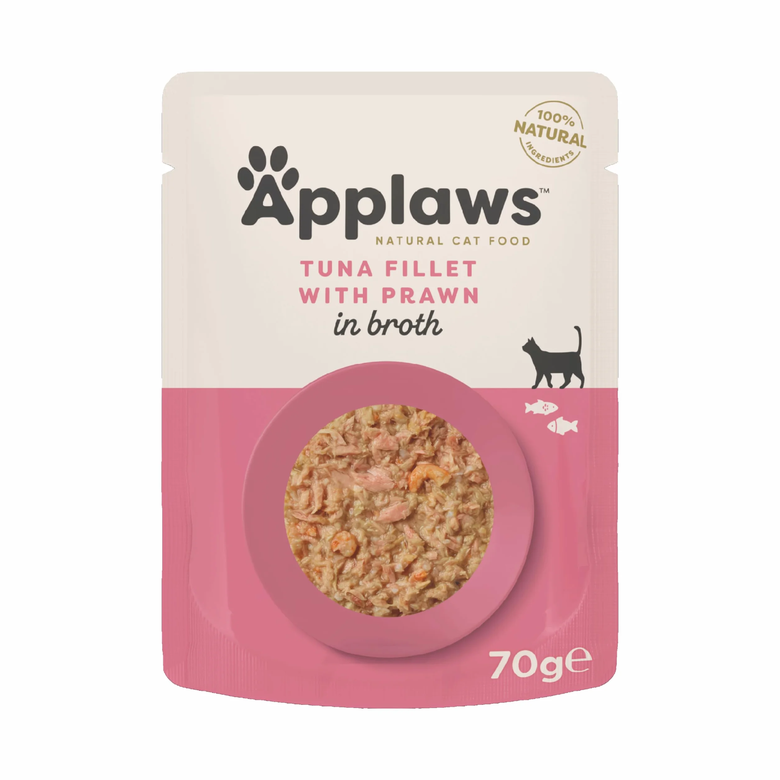 Applaws 100% Natural Wet Cat Food, Tuna Fillet With Pacific Prawn, 70g (Pack of 12)