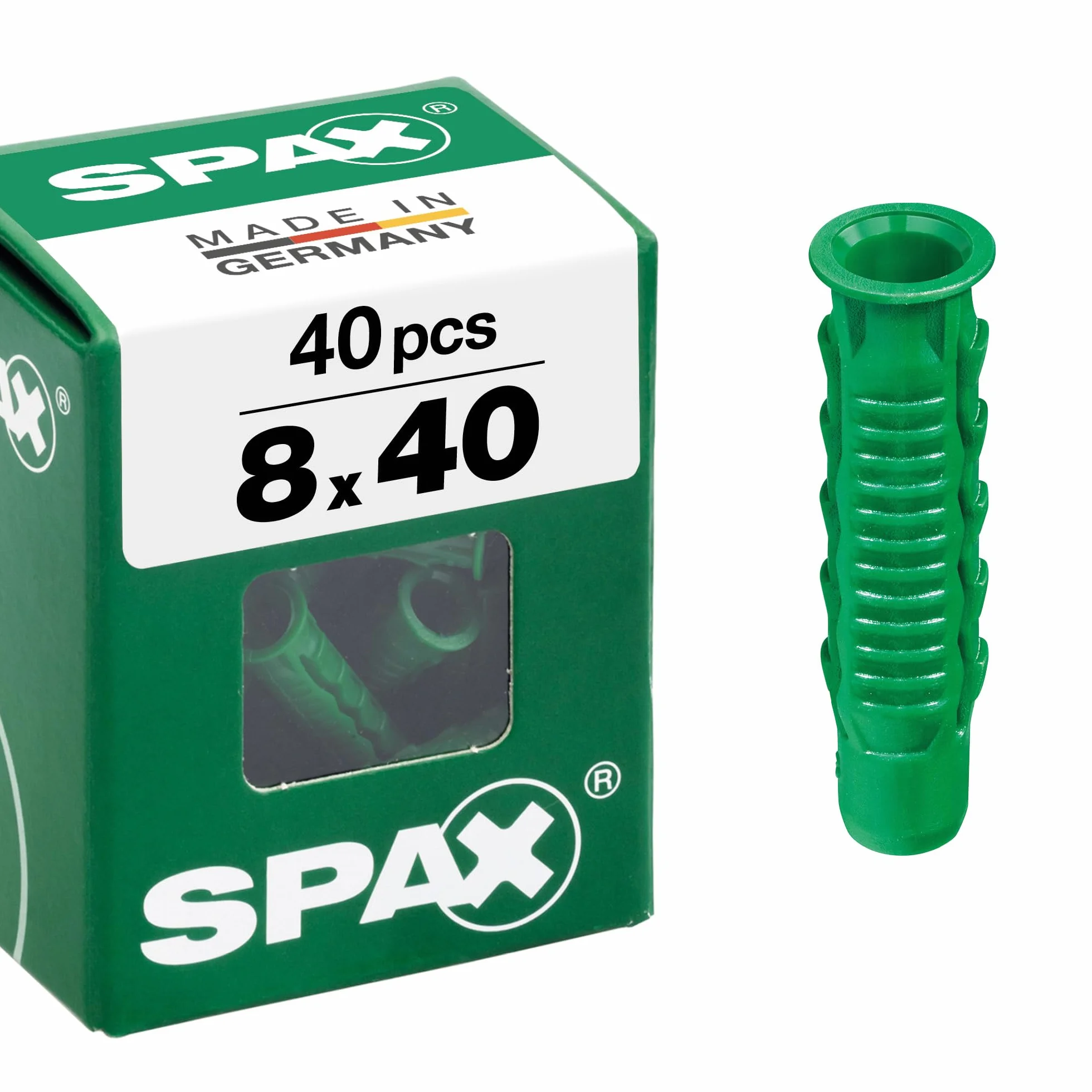 SPAX 4100000800407 8,0 x 40 mm, 40 sztuk kołków rozporowych, zielone