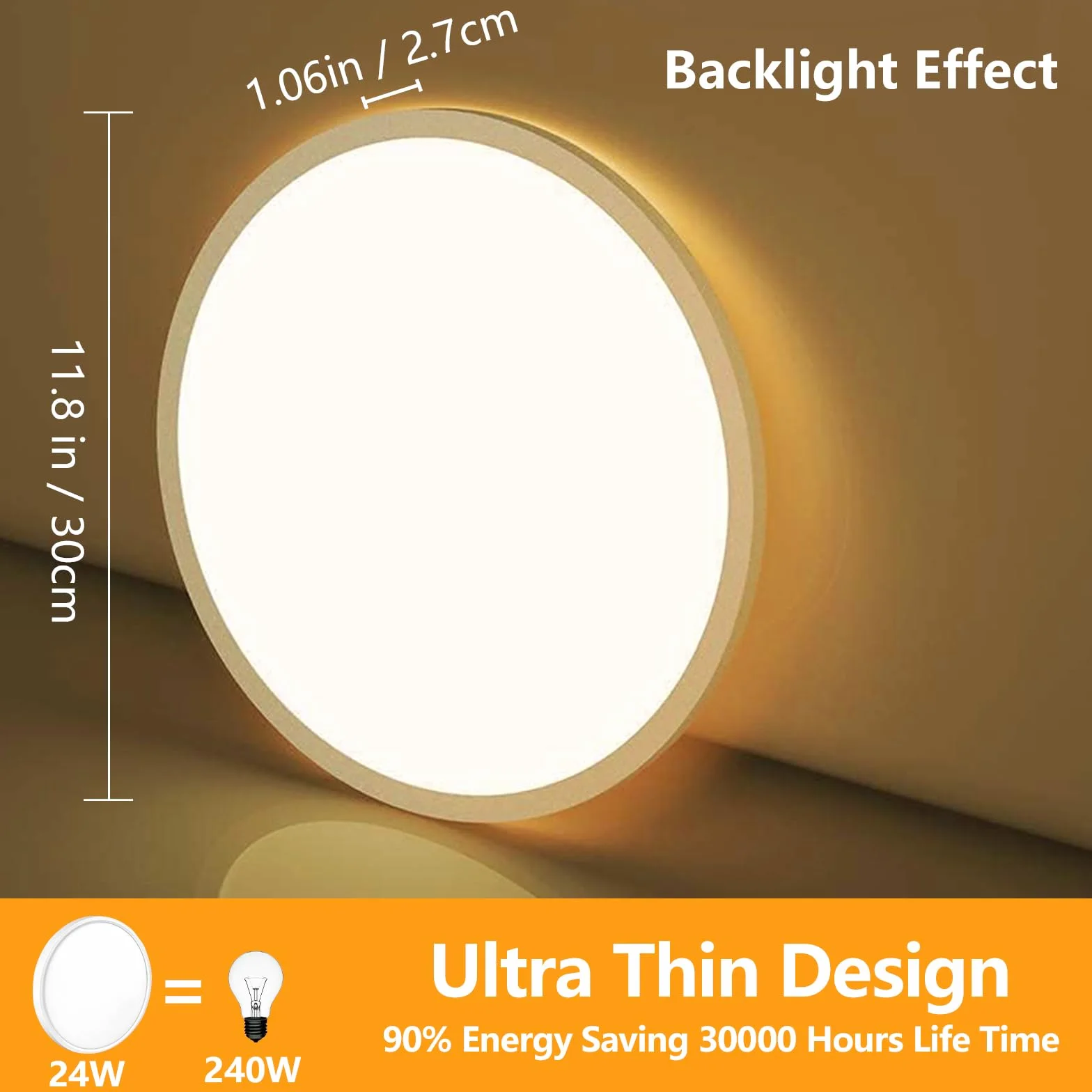 Lampa Sufitowa LED 24W 2642LM z Pilotem Dimmable 3000K-6500K Φ30cm