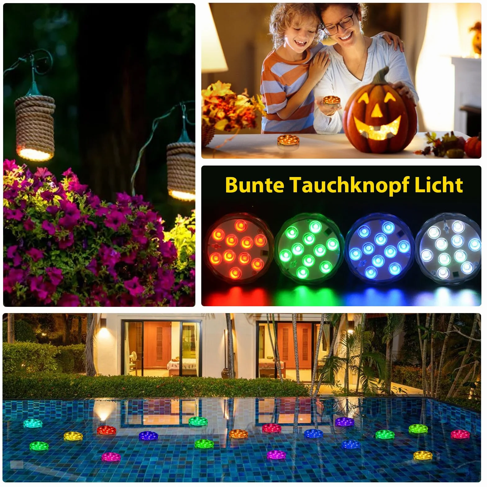 4 sztuki świateł LED z pilotem zdalnego sterowania, podwodne oświetlenie LED, wielokolorowe, pilot zdalnego sterowania RGB LED, wodoodporne, do basenu, wazonu, spa, akwarium, stawu, jacuzzi, dekoracja
