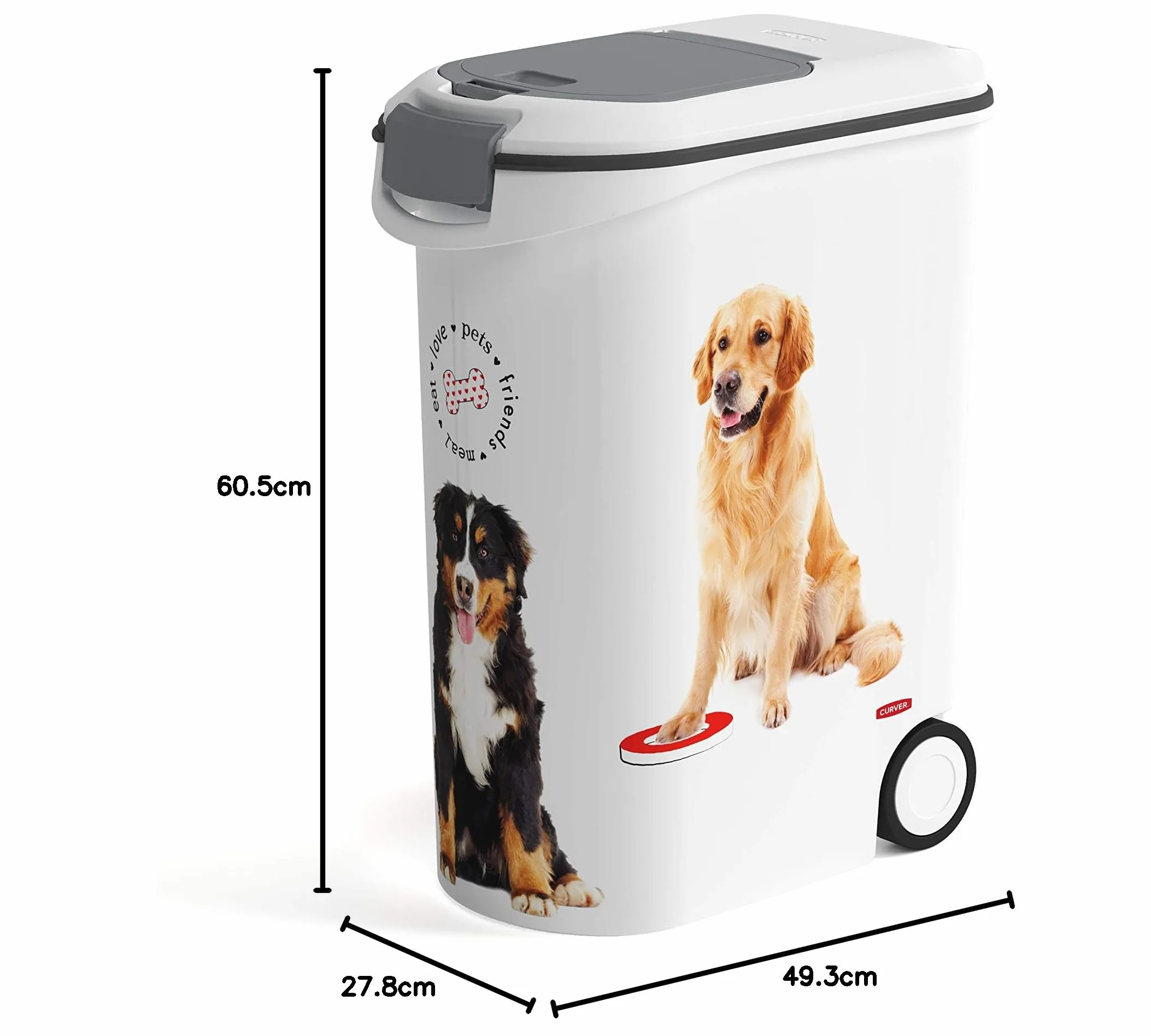 Curver Love Pets Pojemnik na Karmę 20 kg 54 l Biały Szary
