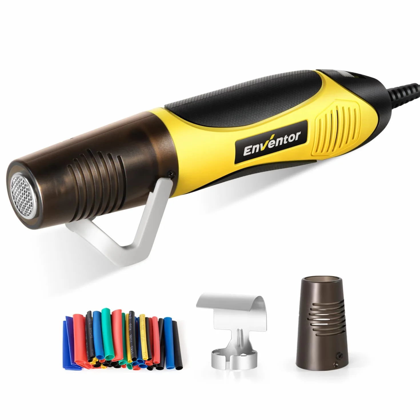 ENVENTOR Mini pistolet termiczny, 450 W, mini pistolet na gorące powietrze z dyszą odblaskową, tryb 2 temperatury 300℃-450 ℃, szybkie nagrzewanie, do chowanego owijania, usuwania farby