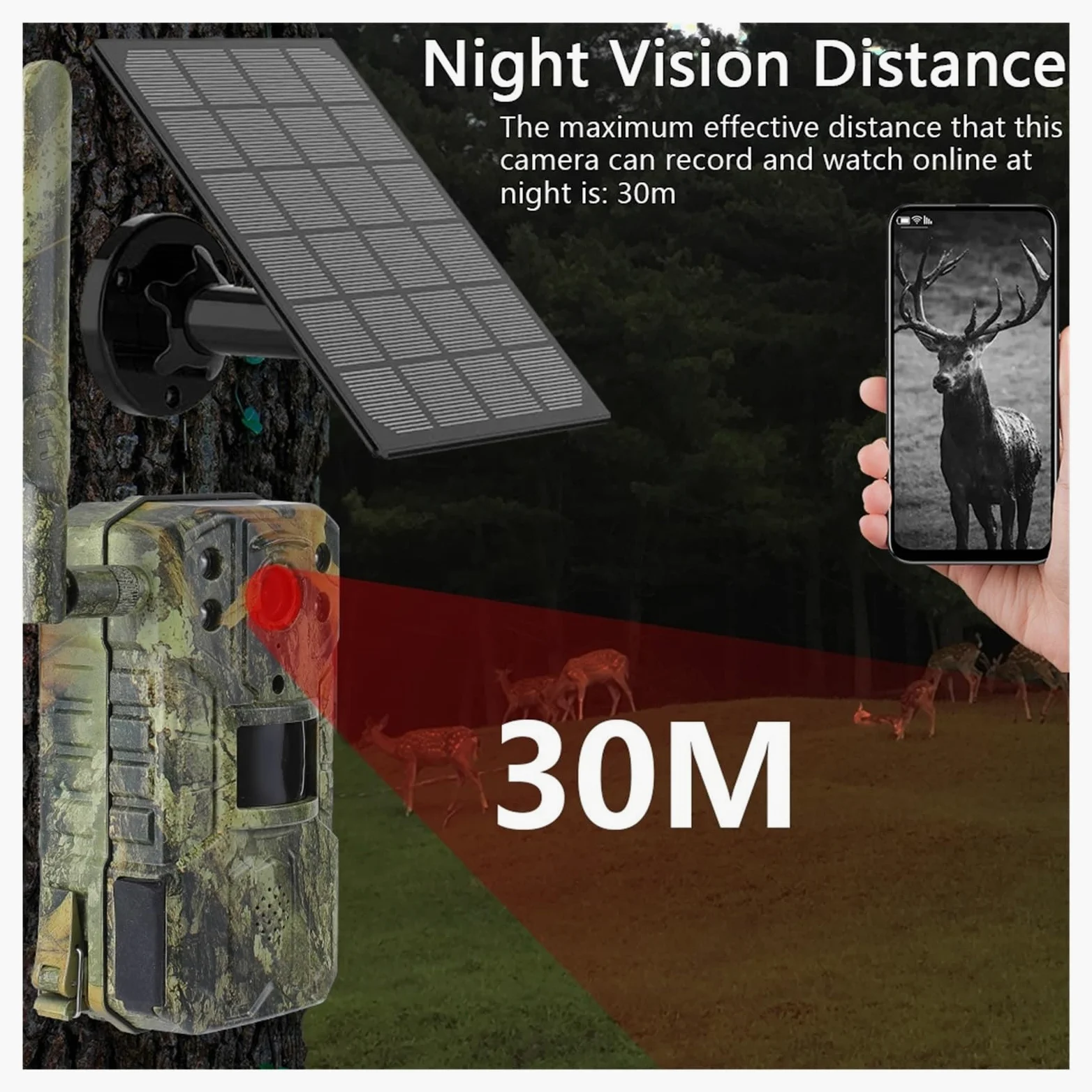 Solar Hunting Tracking Camera Wodoodporna Kamera Do Wykrywania Ruchu Wildlife Z Noktowizorem(With 32G memory card)