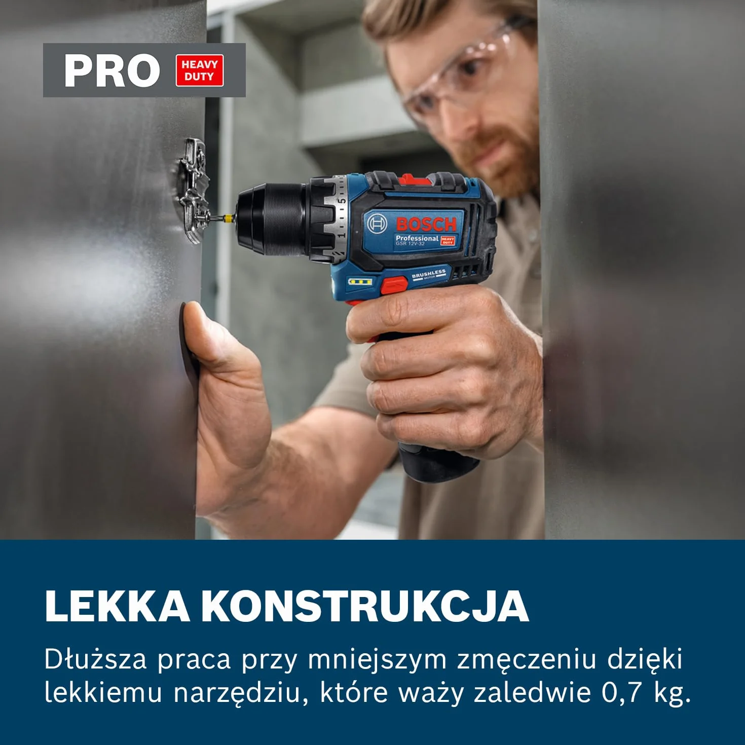 Bosch Professional 12V System Wiertarko-wkrętarka akumulatorowa GSR 12V-32 (Advanced KickBack Control, silnik bezszczotkowy, akumulator 2,0 Ah, ładowarka GAL 12V-20, torba narzędziowa)