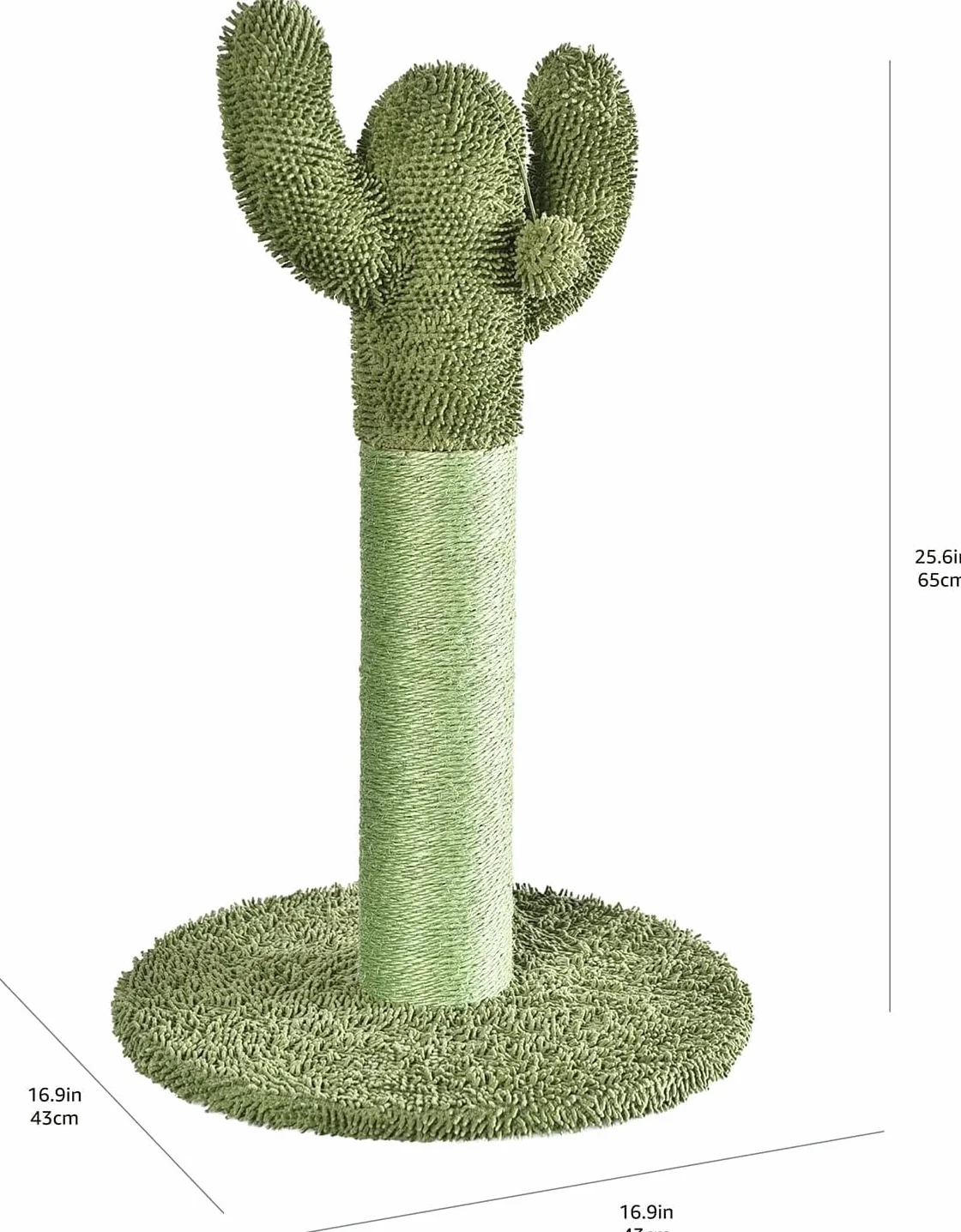 Amazon Basics – drapak dla kota z motywem kaktusa, 65 cm, szary.