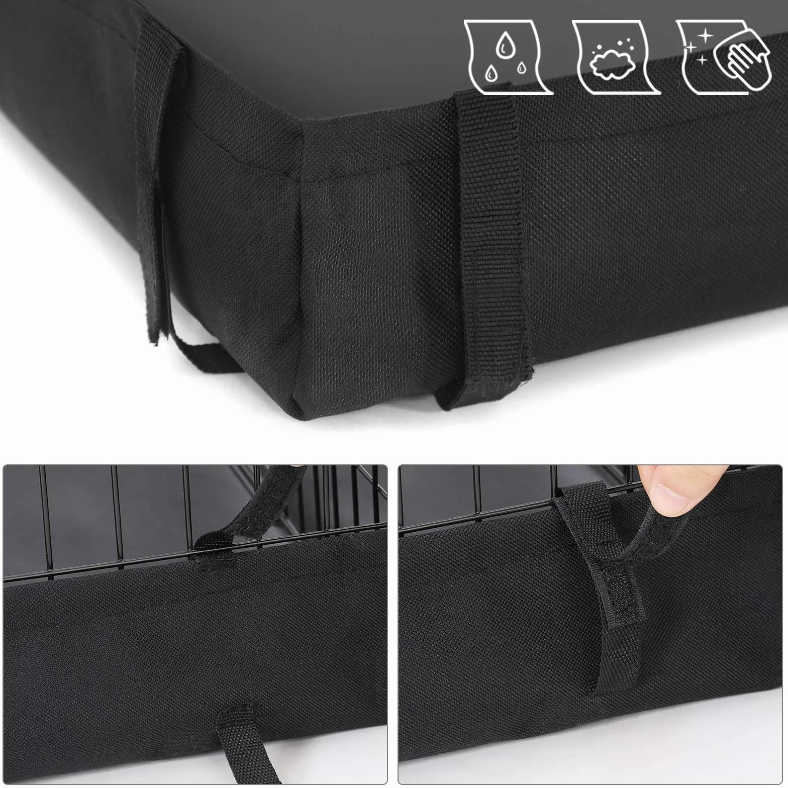 SONGMICS wybieg dla świnek morskich, wybrukowany obszar ze ścianką działową, 2 oddzielne obszary, z dnem z tkaniny, 3 drzwi, 123 x 63 x 46 cm, czarny LPI07H
