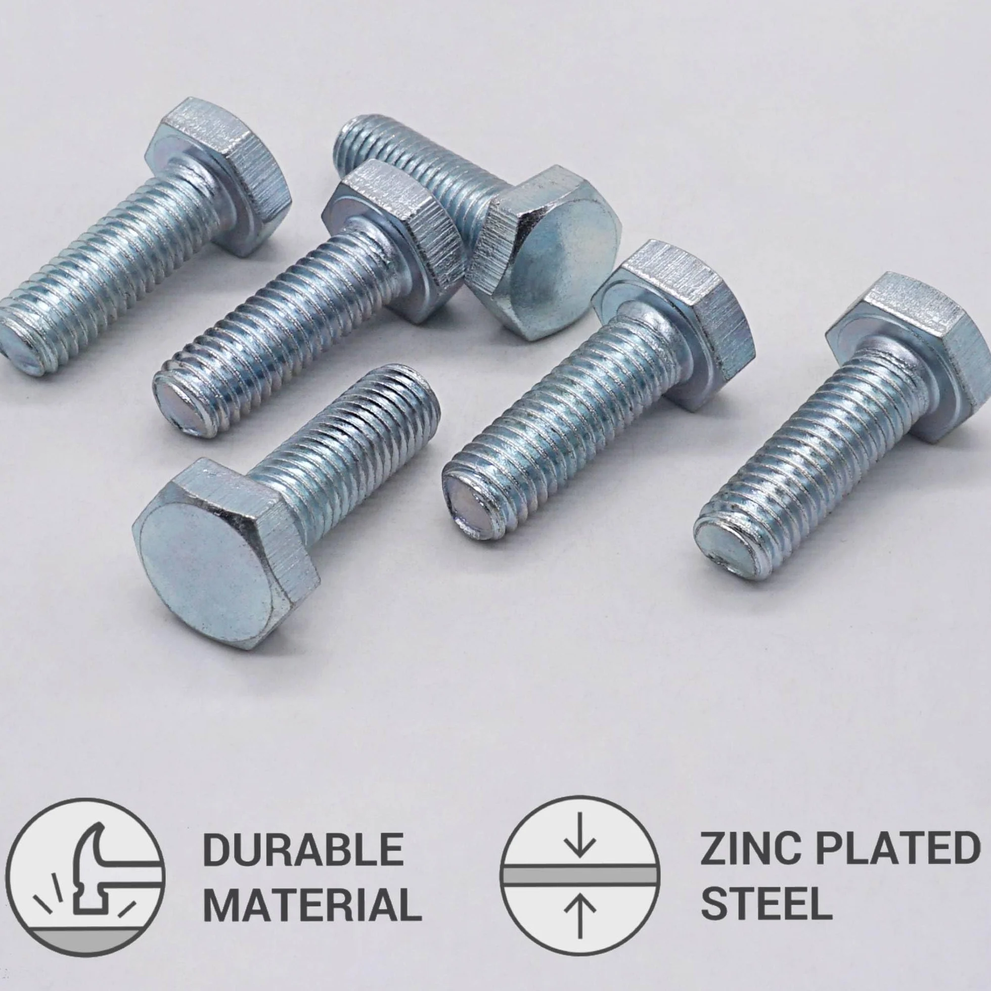 SKIR'CO (15 szt.) Ocynkowane stalowe śruby z łbem sześciokątnym M10 x 30 mm, DIN 933 śruby sześciokątne, gwintowane, śruby sześciokątne