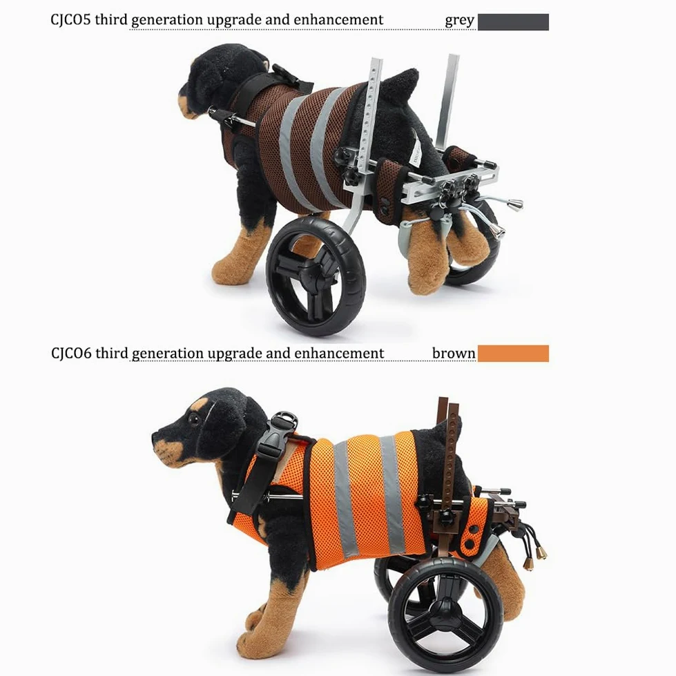 Trzecia generacja regulowanego wózka inwalidzkiego dla psa, Fordable wózek inwalidzki dla psa na tylne nogi, samochód dla niepełnosprawnych z psem, rehabilitacja nóg dla zwierząt domowych gray