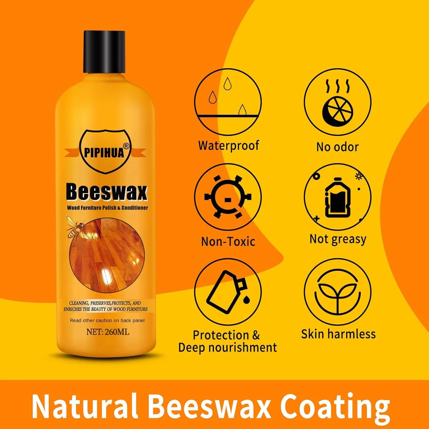 PIPIHUA Beeswax Furniture Polish Wood, naturalny wosk do mebli 260ml
