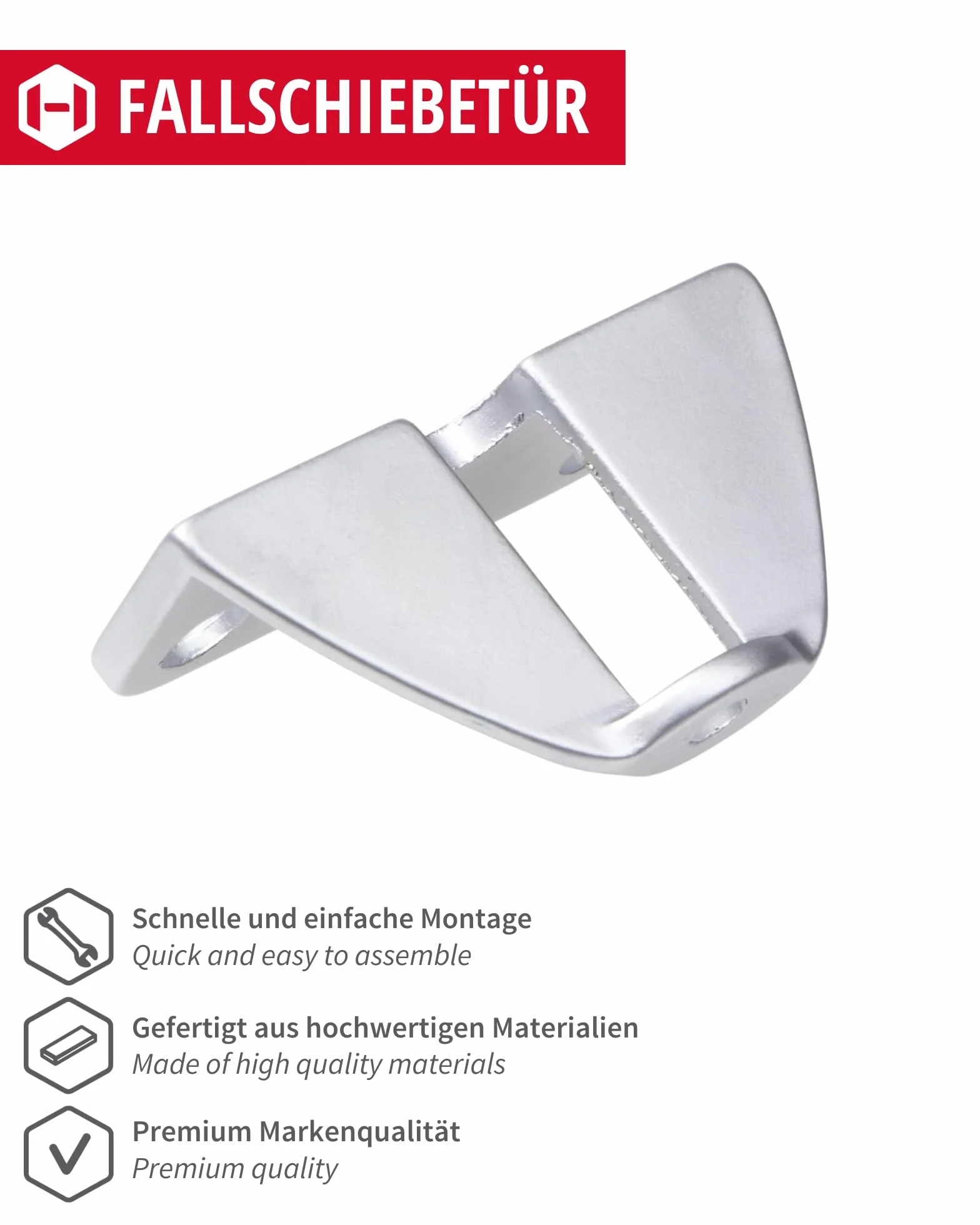 Gedotec Klamka do drzwi przesuwnych, 45 x 23 mm, 2 sztuki, stop cynku, adapter, składane i akordeonowe | Ukryte gałki do mebli i drzwi wejściowych o grubości 20 mm