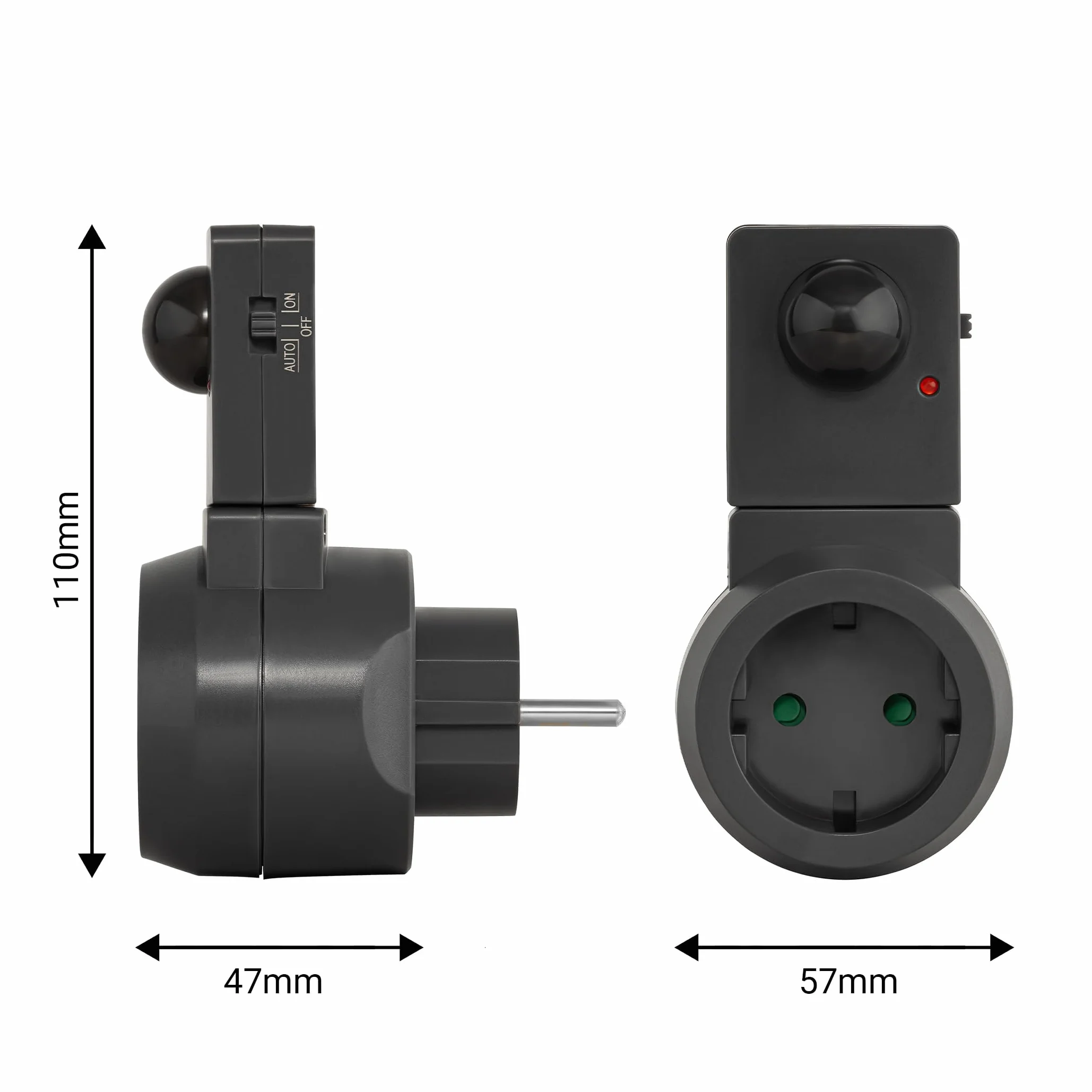 SEBSON Wtyczka pośrednia PIR czujnik ruchu, obrotowy, Schuko 230 V, 1000 W, programowalny, do LED