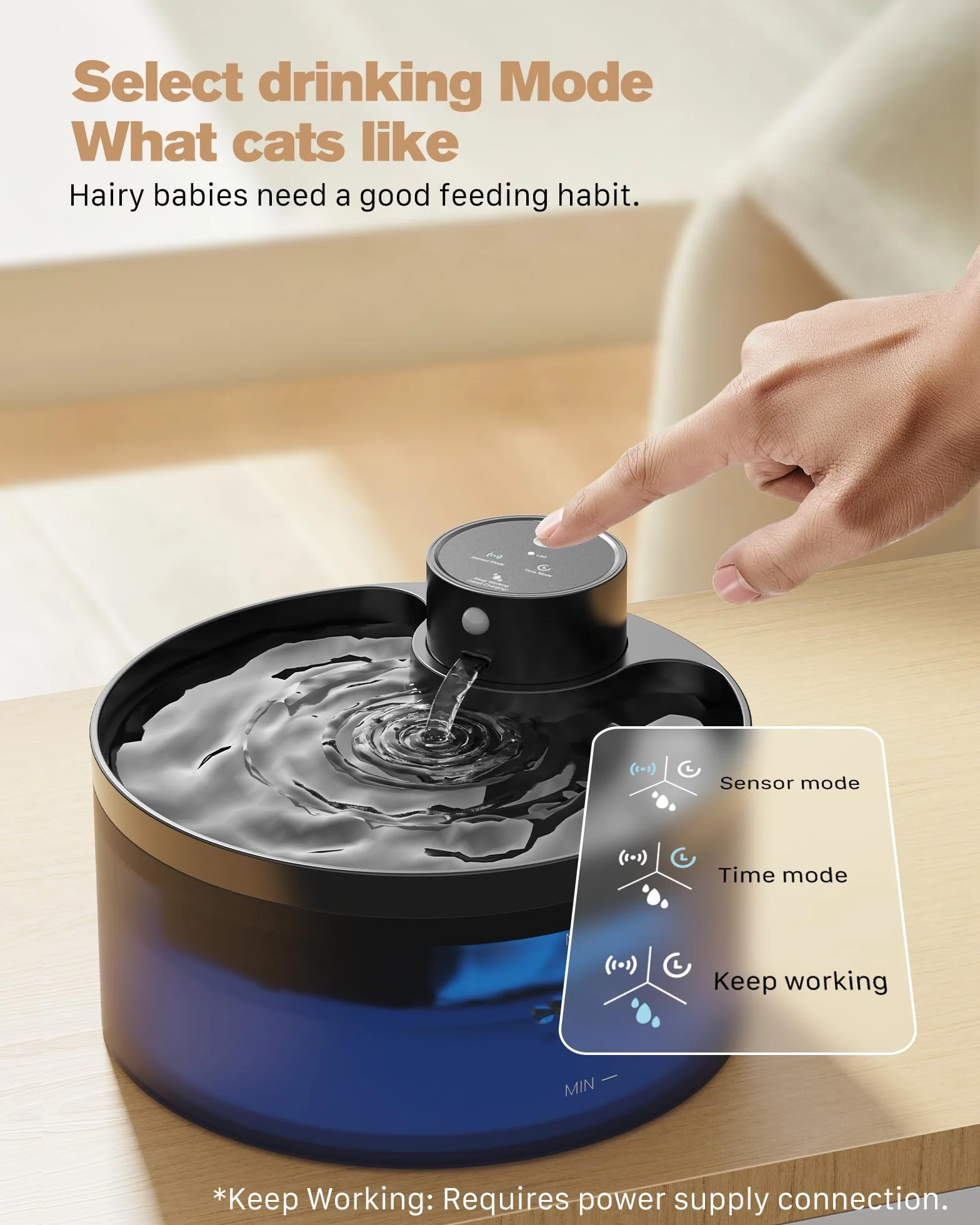 Cat Fountain Wireless z 6 filtrami węglowymi + 3 gąbkami, zasilanie bateryjne, 3,2 l, fontanna dla kotów, fontanna dla kotów z czujnikiem ruchu, pojemność baterii 4200 mAh