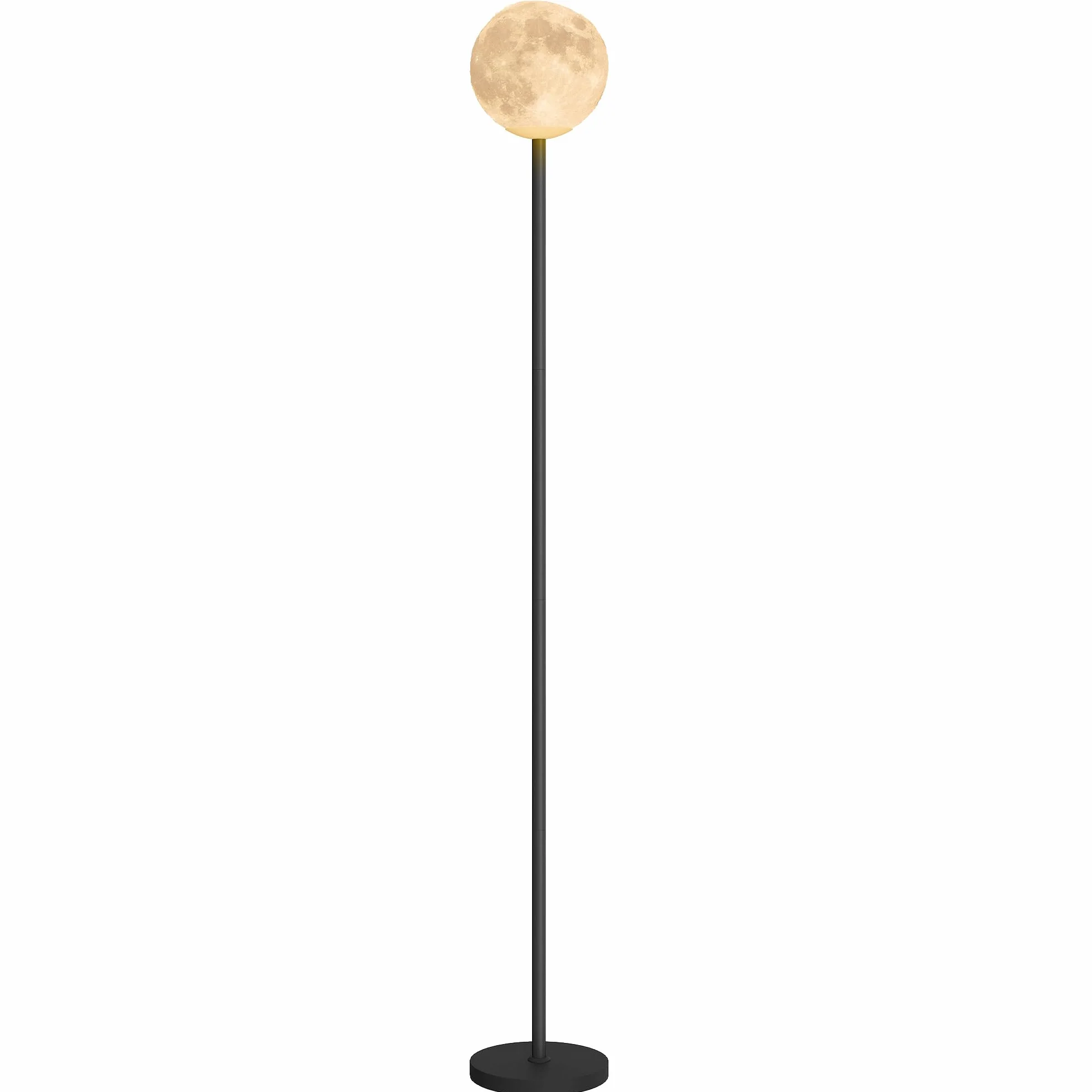 HOMCOM 3D Moon Floor Lamp, 140 cm Modern Standing Lamp with 3 Colours and Foot Switch for Living Room, Bedroom, LED Bulb Included, Black
