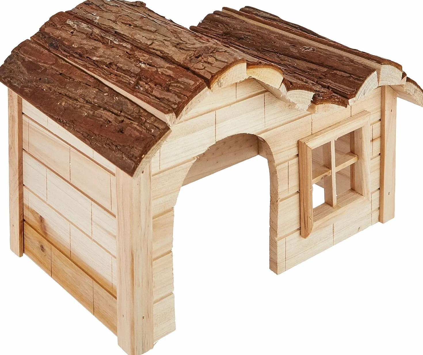 Kerbl Nature Plus domek z delikatnie zakrzywionym dachem, brązowy, 30 x 20 x 20 cm