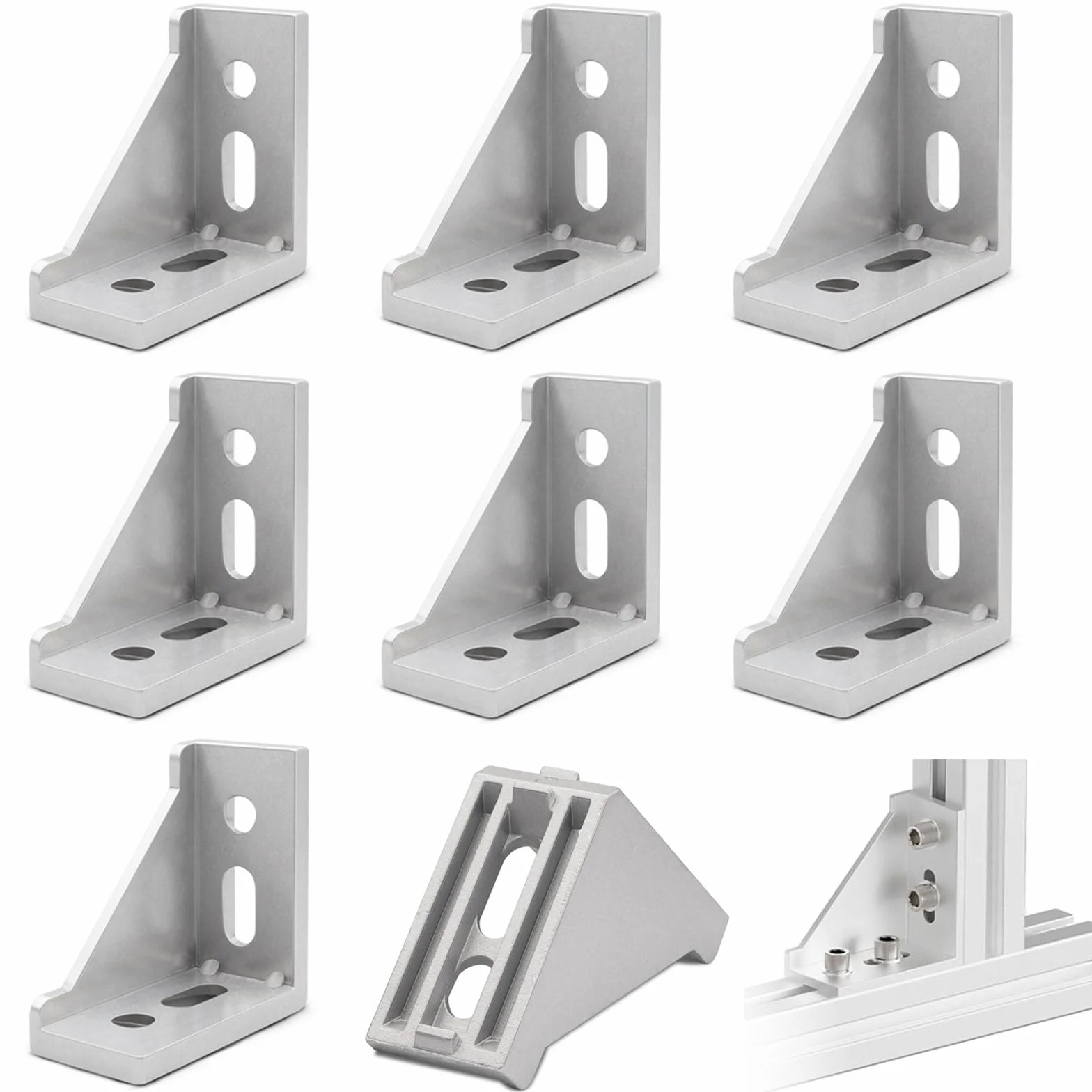 8 sztuk kątowników aluminiowych, materiał mocujący, kątownik 30 x 60, profil aluminiowy, 90 stopni, łączniki kątowe, aluminiowe łączniki narożne do profili aluminiowych, profil rozporowy