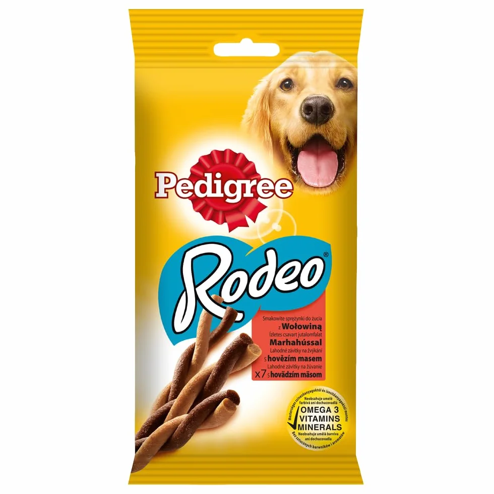 MARS KARMA Pedigree Rodeo uzupełniająca smakowite sprężynki do żucia z wołowiną 122 g (7 sztuk)