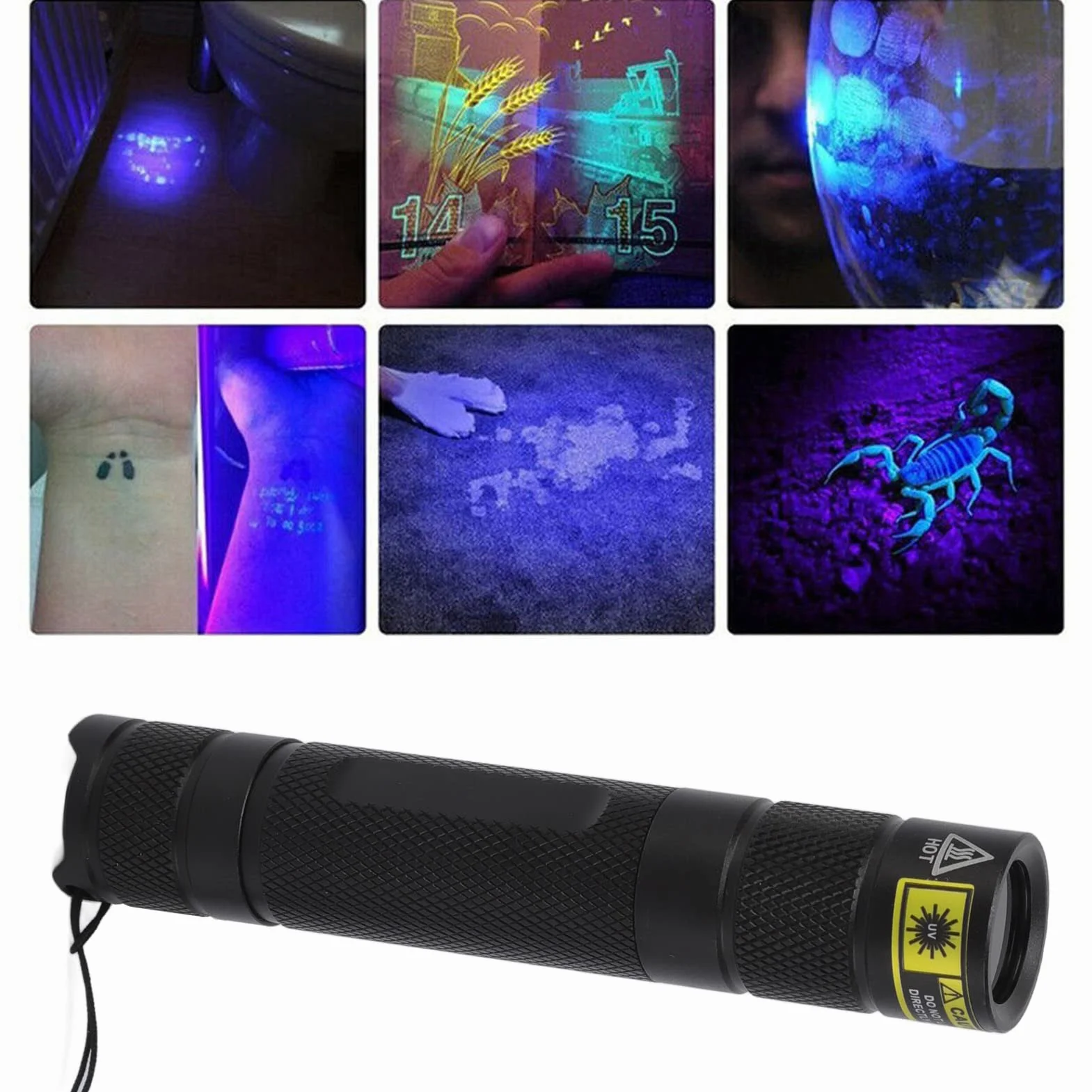 Latarka LED 365nm Żywica utwardzająca Światło Blacklight Latarka Stop aluminium dla skorpionów Żywica moczowa dla zwierząt domowych