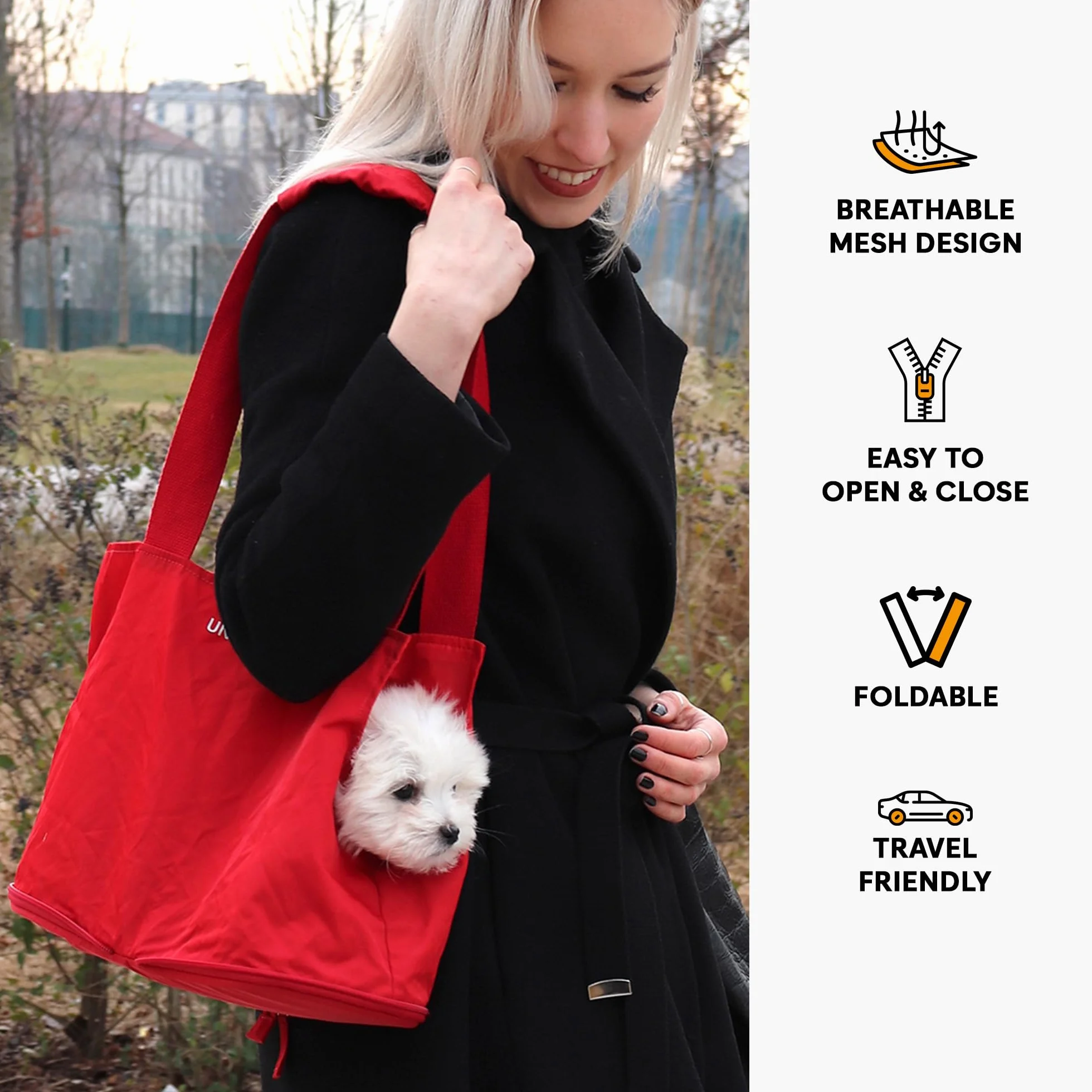 United PETS TP1801RS Lazy Dog torba do noszenia, składana, czerwona, 0,25 kg