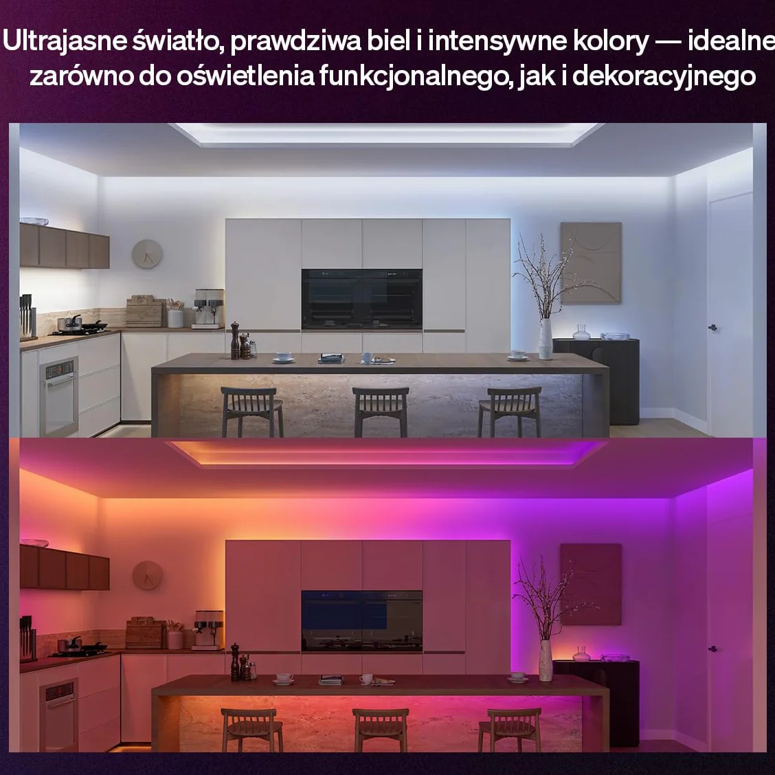 Philips Hue Flux ultra-bright 10 m LED, 6000 lm, żywe kolory i atmosfera, Chromasync™, przycinanie i przedłużanie, sterowanie aplikacją i głosem, do wnętrz i na zewnątrz.
