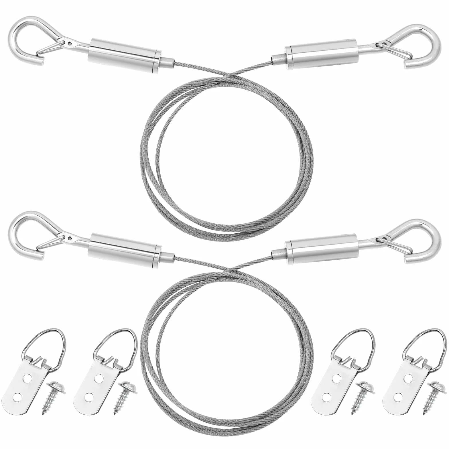 Linka do zawieszenia obrazów, regulowana na zdjęcia, zestaw drutów z oczkami 2 m × 1,5 mm, stal nierdzewna, drut do lustra i ramek z hakami