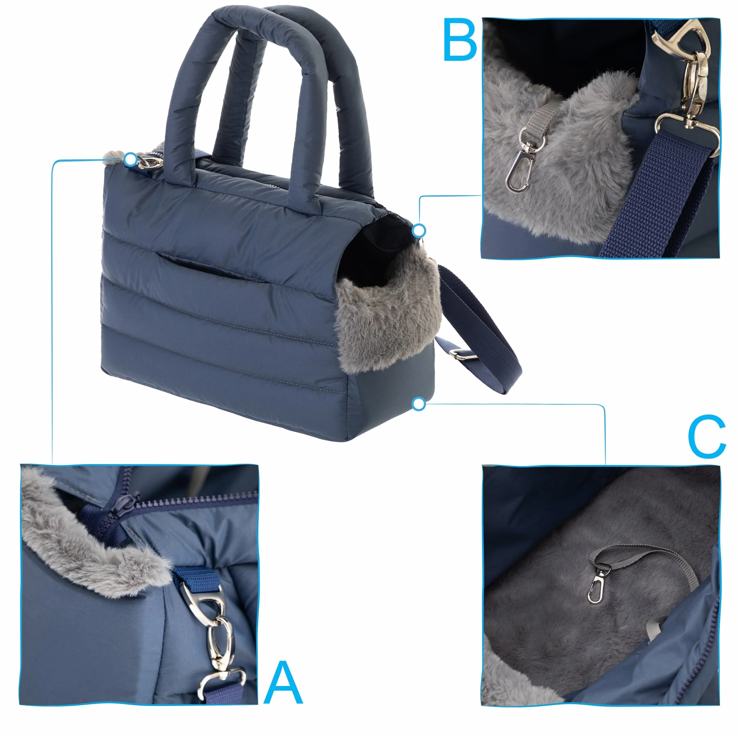 PillowPrim Torba transportowa dla psa M do 8 kg ciemnoniebieska