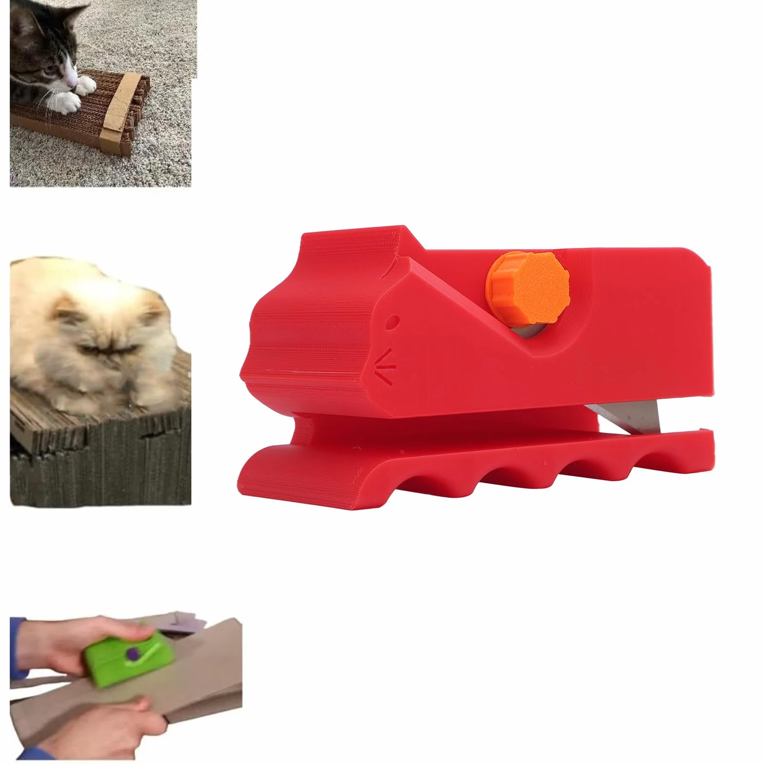 CHICIRIS Cat Scratch Cardboard Cutter, Regulowane i Kompaktowe Narzędzie do Majsterkowania, Noża do Drapania, do Konfigurowalnych ustawień Cięcia (czerwony)