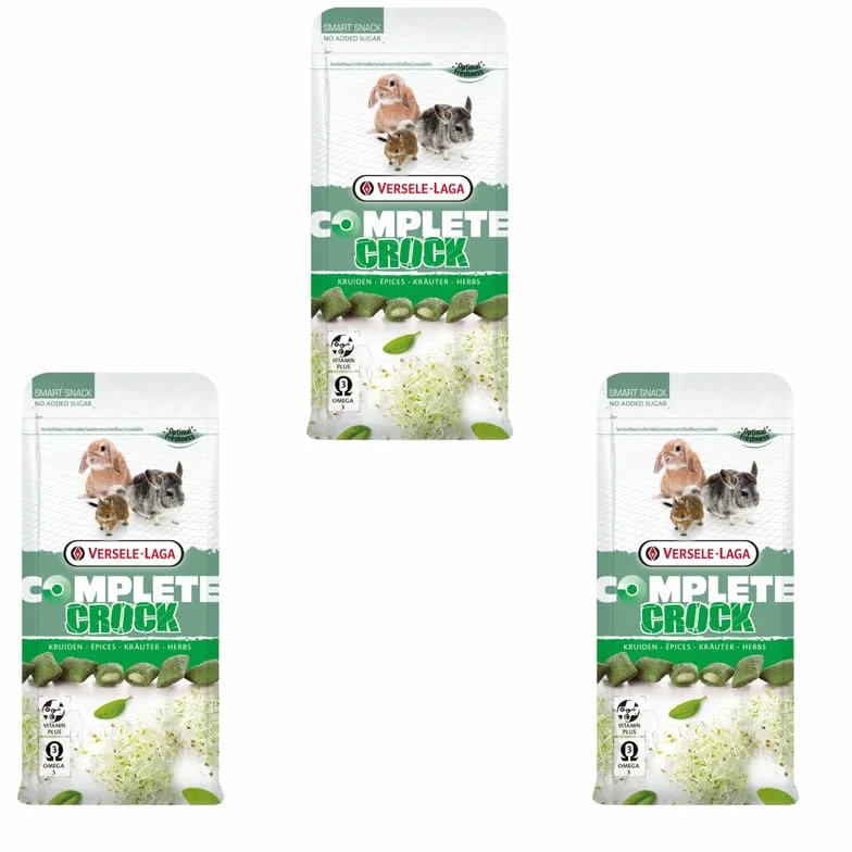 Versele-Laga Complete Crock zioła | 3 szt. | 3 x 50 g | przekąska dla królików i gryzoni | delikatne nadzienie ziołowe z lucerną | lekkostrawne i bez dodatku cukru