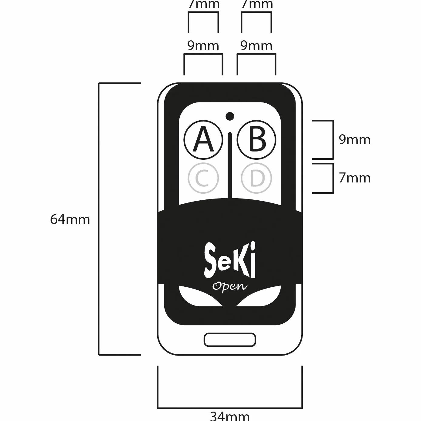 SeKi Open 4, 433 MHz pilot do otwierania bramy garażowej, 4 kanały