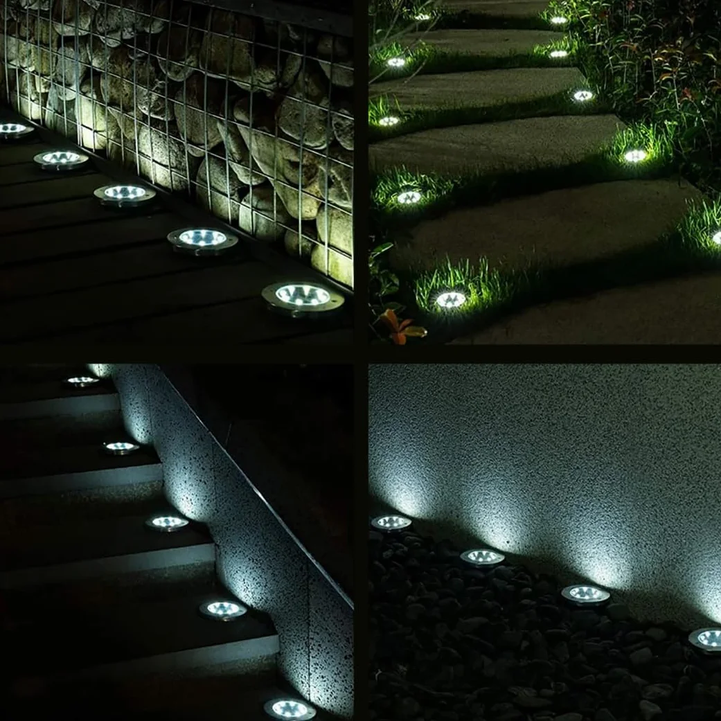 Maclean MCE318 6-pak lamp solarnych LED z kolcem do mocowania w ziemi, 12 diod LED SMD neutralna biel 4000K 0,7 W lampa solarna do oświetlenia ścieżek zewnętrznych, oświetlenie ogrodowe IP44 (6)