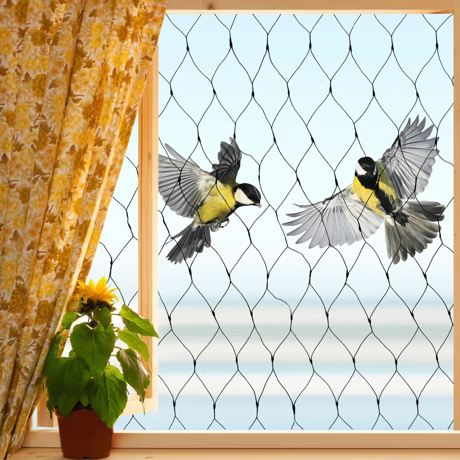 Siatka dla kota na balkon, bez wiercenia, ochrona przed kotami, na balkon, z 100 opaskami kablowymi, siatka na balkon, do ochrony kotów, ochrona przed upadkiem z balkonu, 4 x 10 m