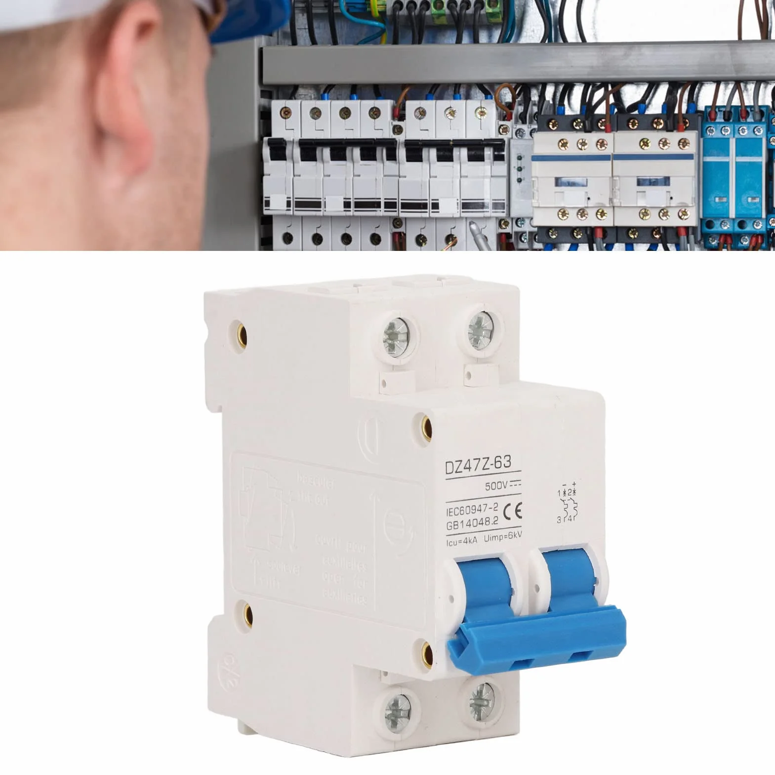 FILFEEL Wyłącznik 2P DC 4kA Icu 6kV Uimp Szybkie Wyzwalanie dla Systemów Fotowoltaicznych i Nie Tylko (20A)