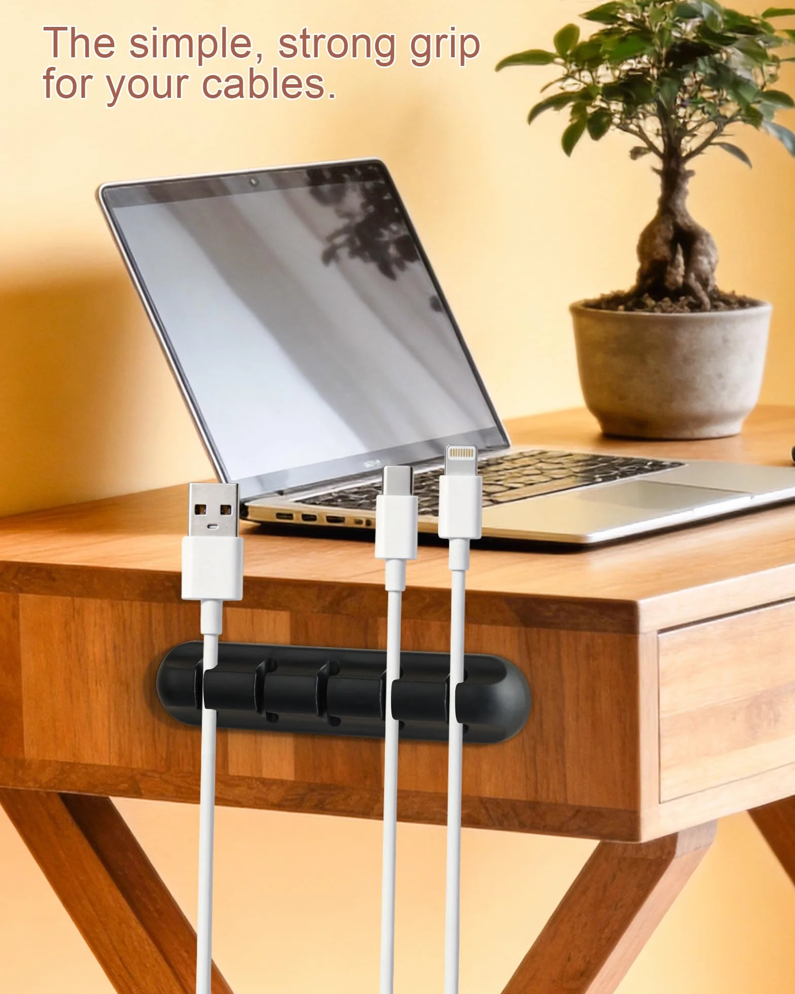 Organizer do Kabli na Biurko, 7 Sztuk Uchwyty na Kable Samoprzylepne i Wielofunkcyjne, w 5 Rozmiarach, Cable Management Set do Samochodu, Biura, PC i Domu (Czarny)