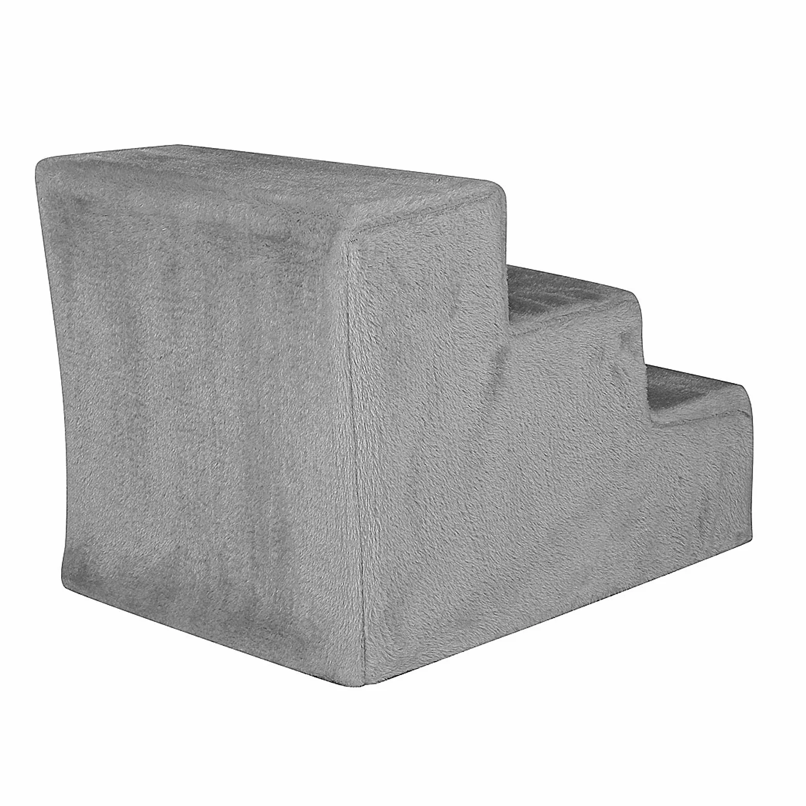 lionto Schodki dla zwierząt z pluszowym pokryciem, 46x36x34 cm, stabilne schodki dla psa o wysokości stopnia 10 cm, zdejmowany pokrowiec, do 50 kg, jasnoszare