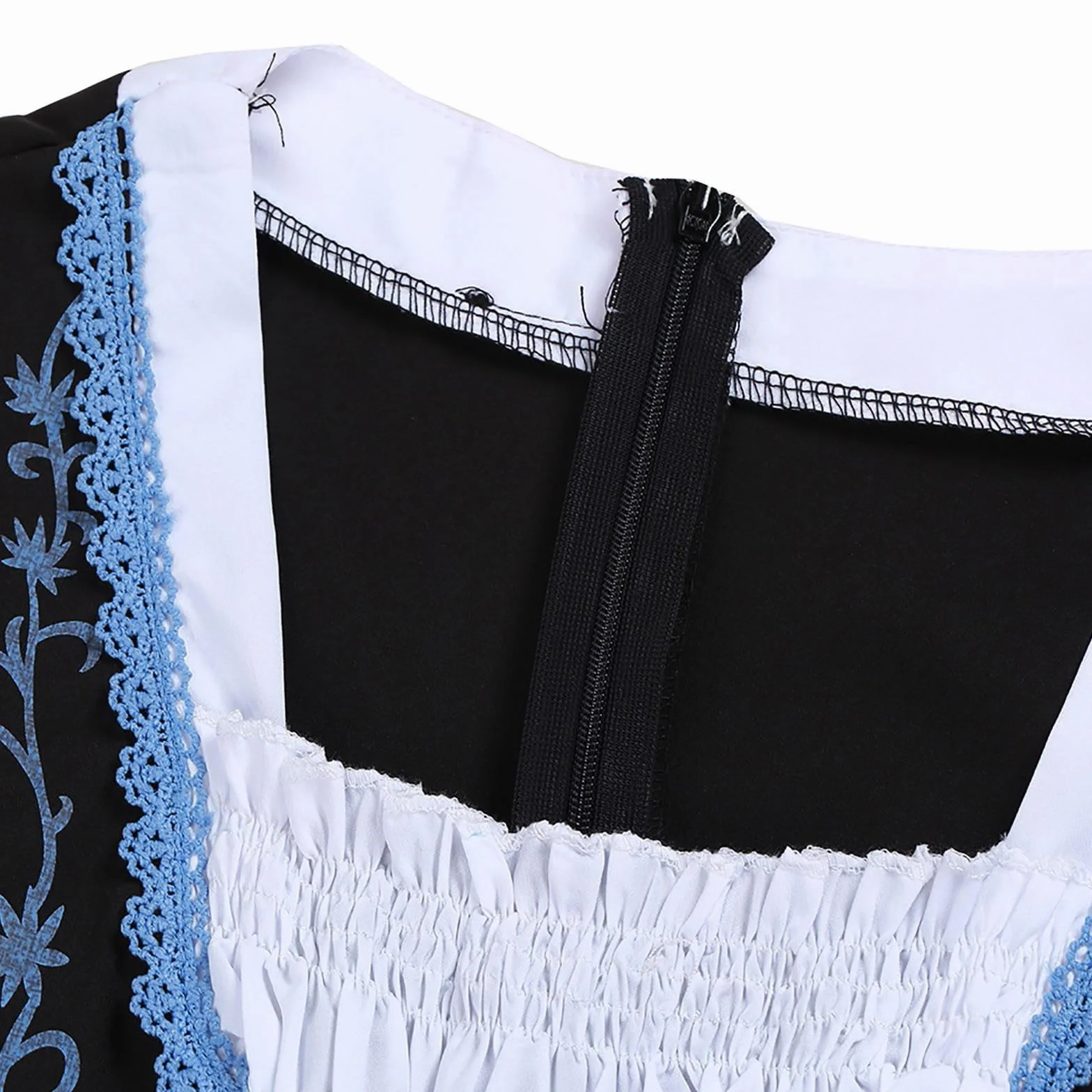 Sukienka damska midi do stroju ludowego w stylu retro, tradycyjna dla dziewcząt, cosplay, bluzka Dirndl, na Oktoberfest, odświętna, duże rozmiary, sukienka Dirndl 2025, niebieski, 5XL
