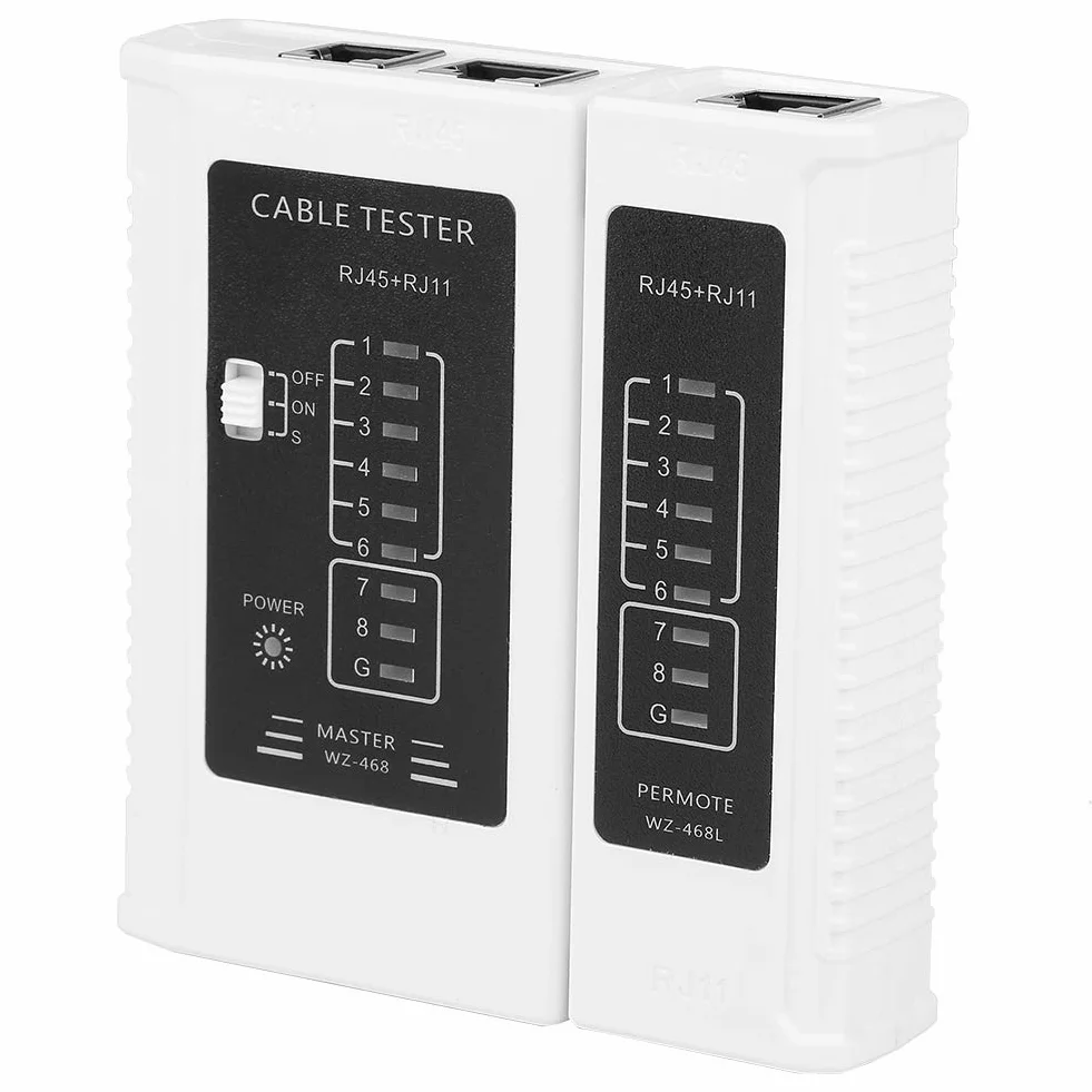 Walfront Tester kabli sieciowych 2 w 1, wielofunkcyjny tester kabli sieciowych RJ45 RJ11 do testu kabli sieciowych Ethernet LAN. Kontrola ciągłości