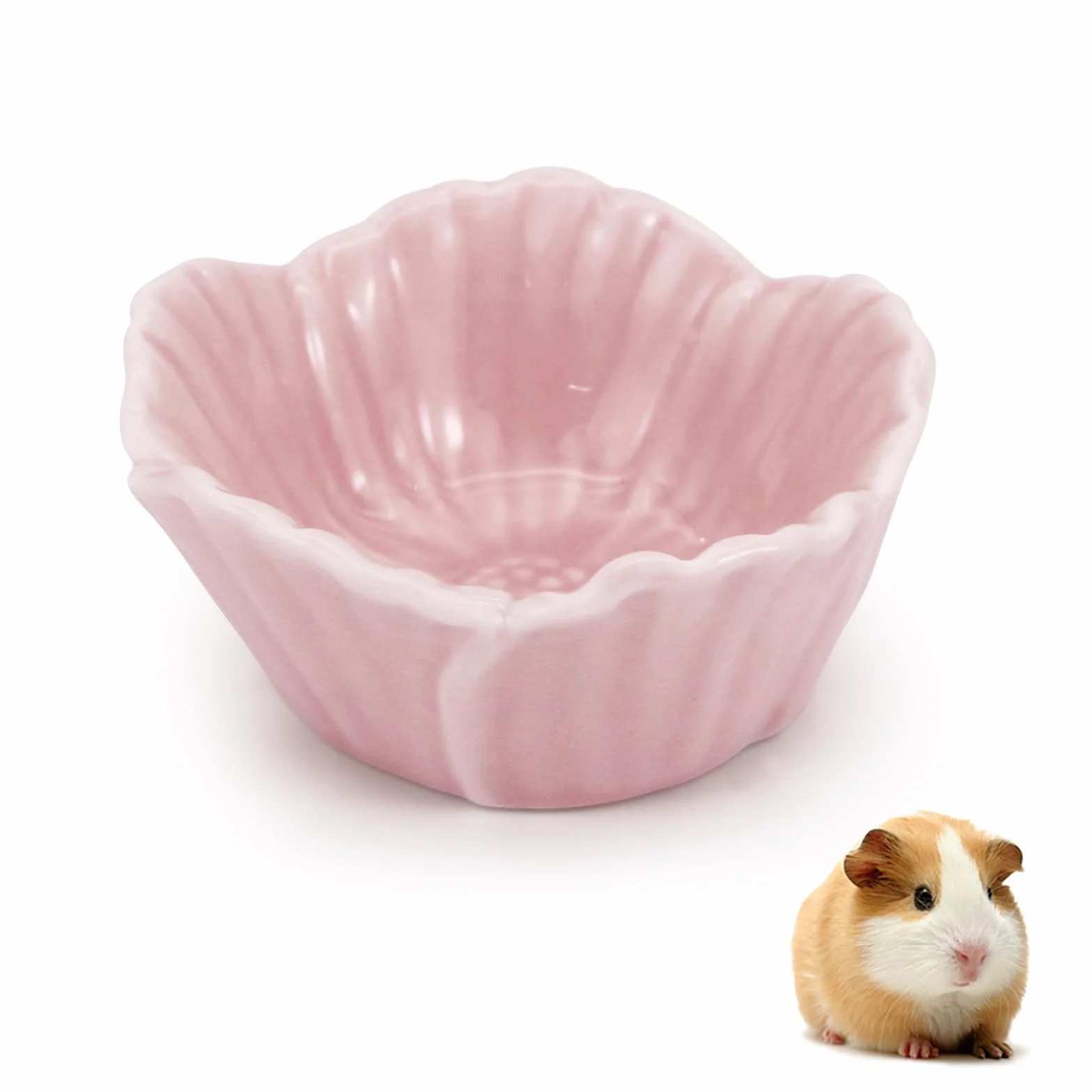 Mała ceramiczna miska dla chomika, łatwa do czyszczenia, zapobiegająca marszczeniu się, miska na karmę i wodę, miski dla małych zwierząt dla chomików karłowatych, papug (różowa)