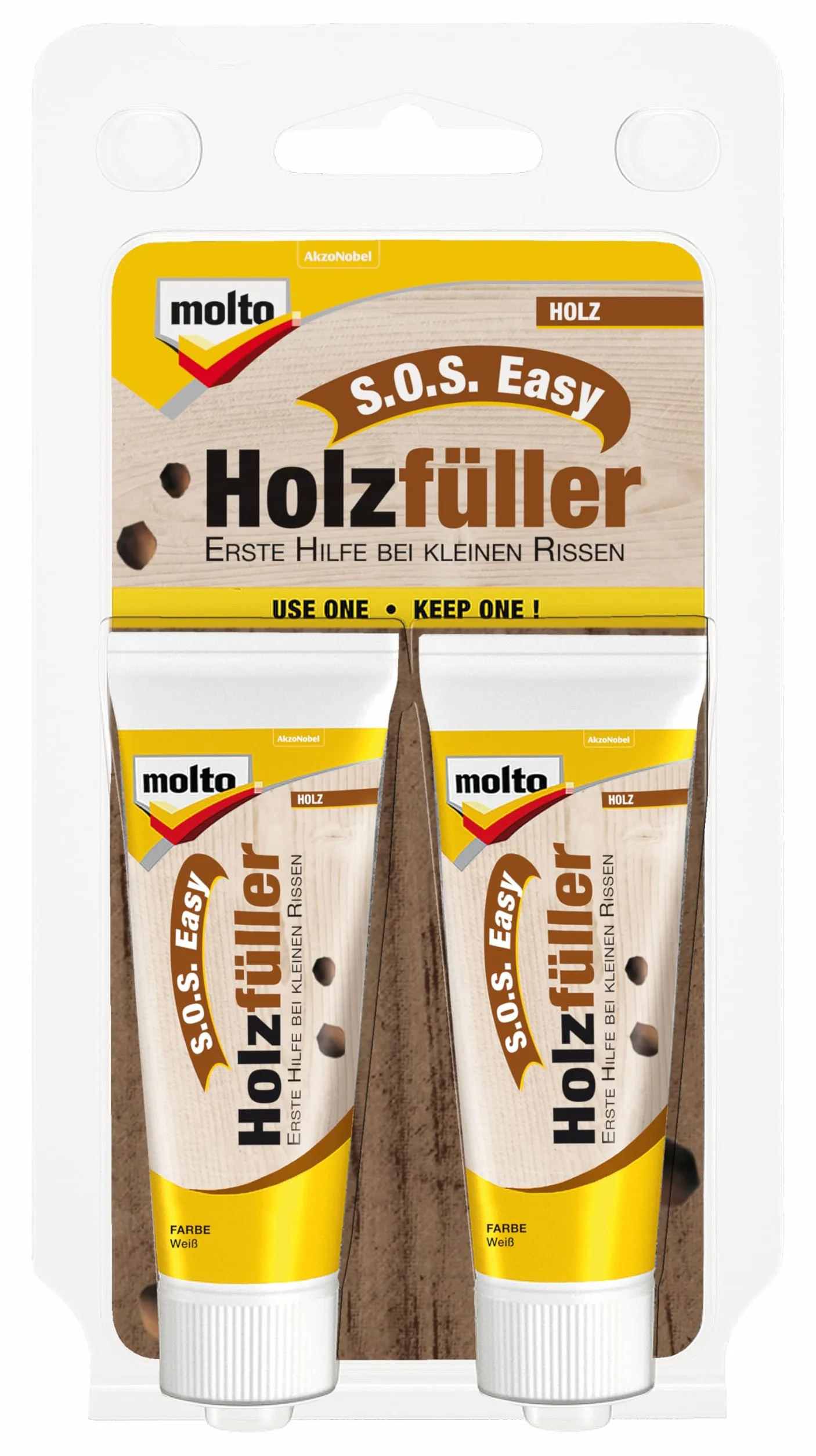 Molto S.O.S Easy wypełniacz do drewna, biały, 2 x 20 ml