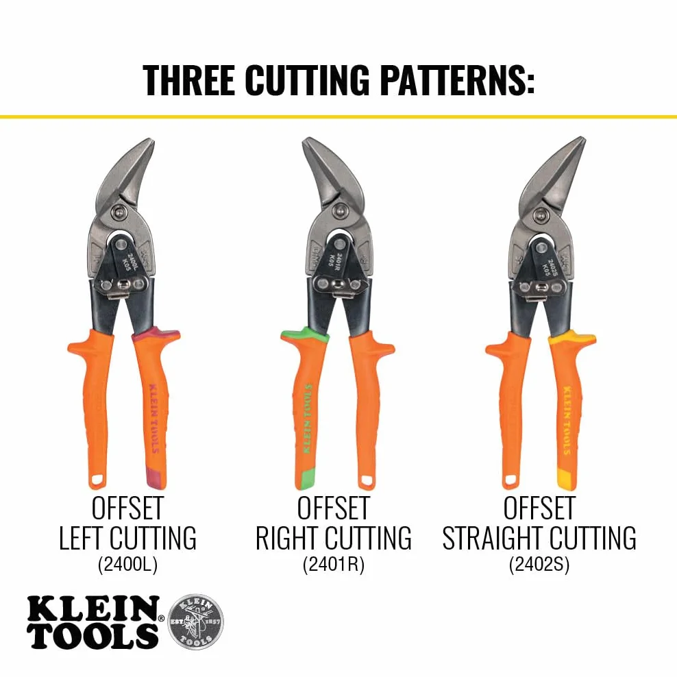 Klein Tools Nożyce do cięcia po lewej stronie, nożyce do cyny lotniczej z kutym ostrzem do precyzyjnego cięcia blachy