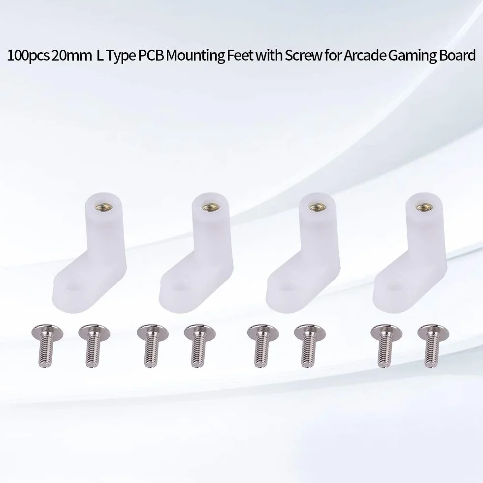 100 szt. 2 cm L Typ PCB nóżki montażowe, ze śrubą, biała płyta główna, wsporniki dystansowe, stalowe śruby mają dobrą szczelność, średnica 3 mm
