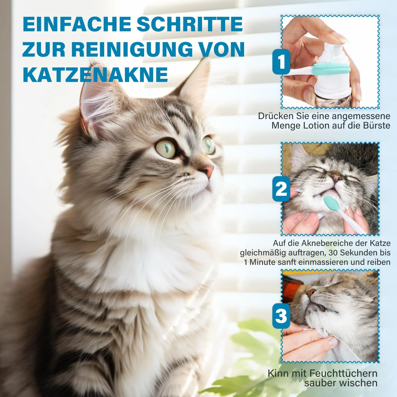 Zestaw do pielęgnacji brody kota: krem i szczotka na trądzik, 60ml