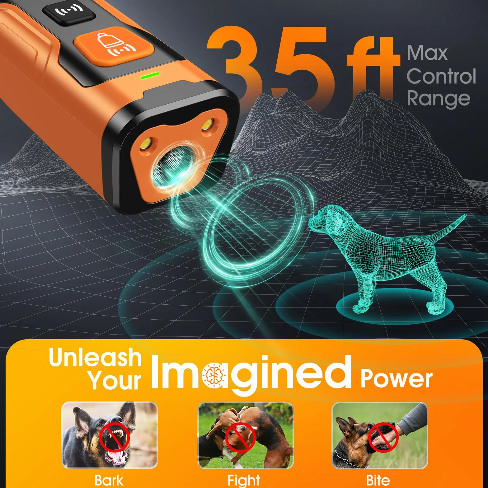 HeeNzz Dog Bark Deterrent Devices for Own or Neighbor's Dog Ultrasonic Dog Training Device Safe & Effective Portable Anti Barking Device for Dogs Indoor Outdoor Use Orange