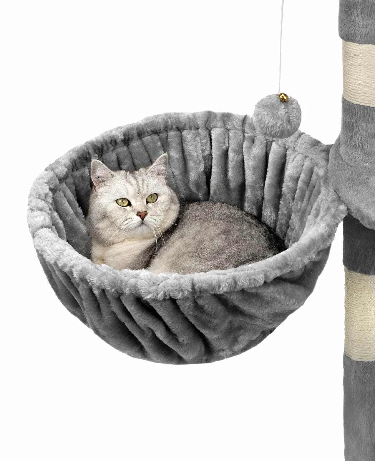 Lionto Hamak dla kota z pluszu Ø 40 cm głębokość 25 cm metalowa rama M8 jasnoszary