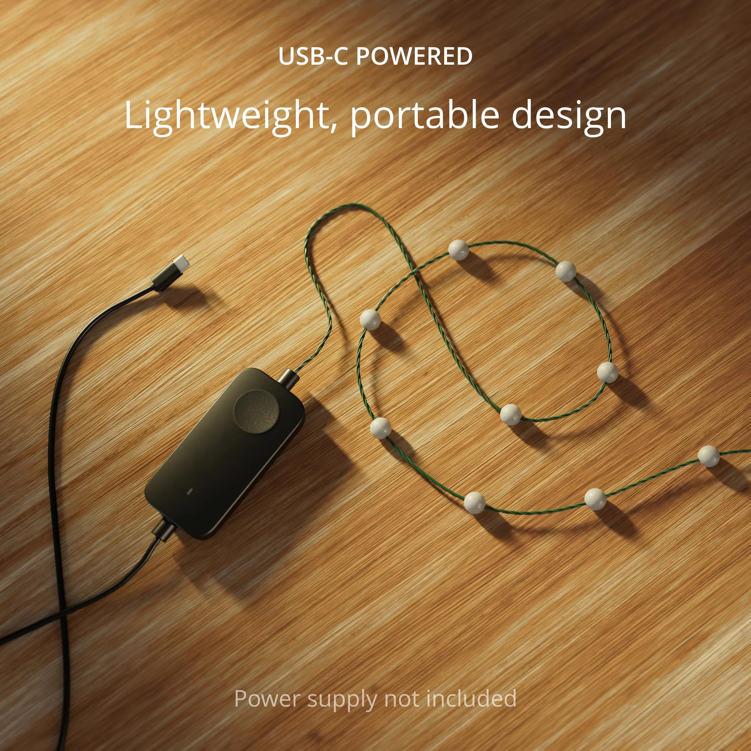Twinkly Struny z USB-C Pearls 100 diod LED, wielokolorowe świąteczne lampki RGB, kompatybilne z Alexą, Google Home, możliwość zmiany oświetlenia, zasilanie USB C, zielony drut, 6 m