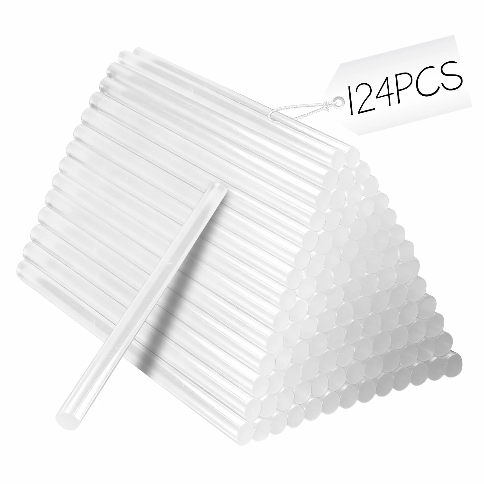 124 sztuki pałeczek do klejenia na gorąco, 7 mm x 150 mm, przezroczyste wkłady samoprzylepne, szybkoschnące, nadają się do prac ręcznych i napraw