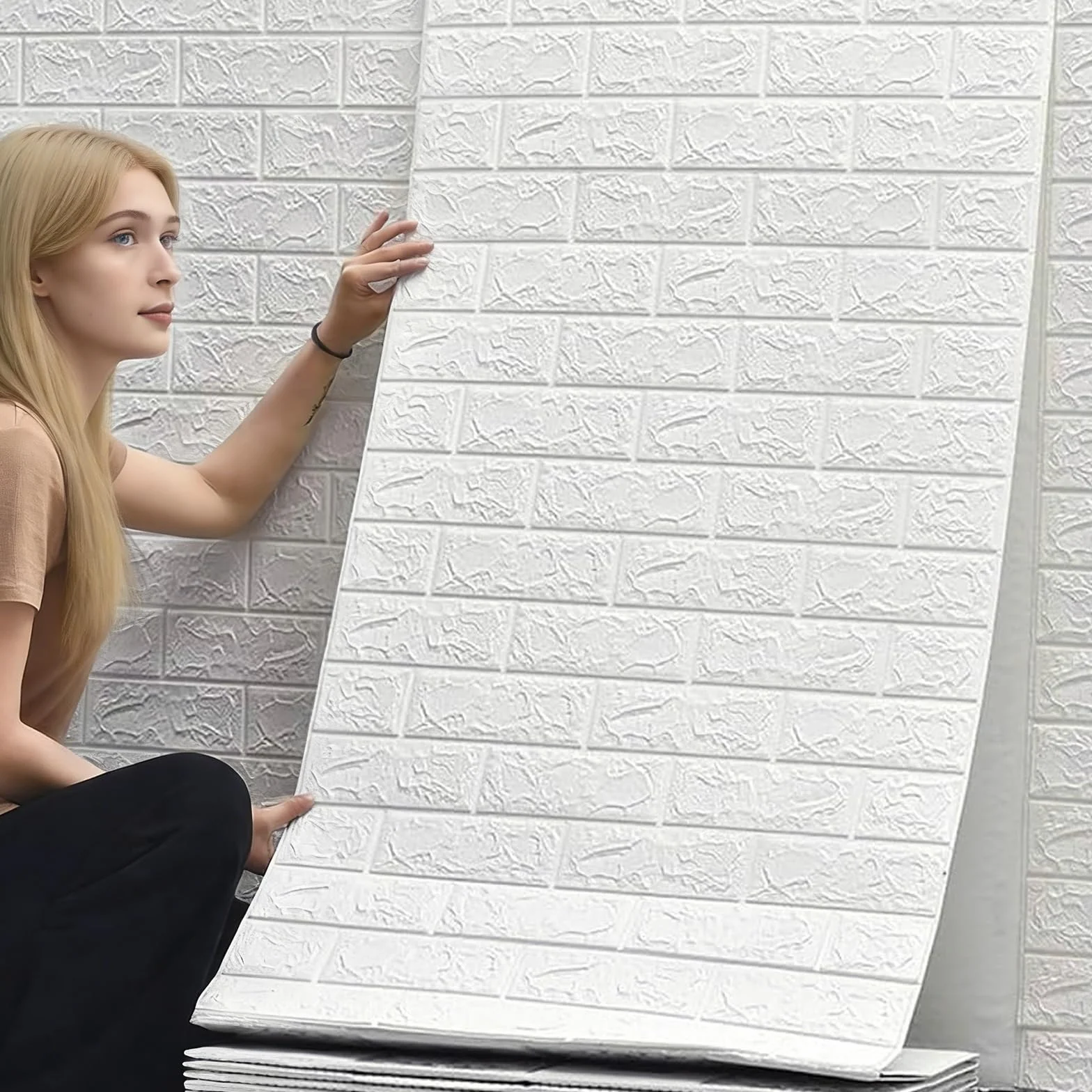 Samoprzylepne panele ścienne 3D, 70 cm x 10 m – tapeta o wyglądzie kamienia, tapeta z cegły, wodoodporna naklejka ścienna z cegły, tapeta ścienna do kuchni, sypialni, salonu, jako dekoracja