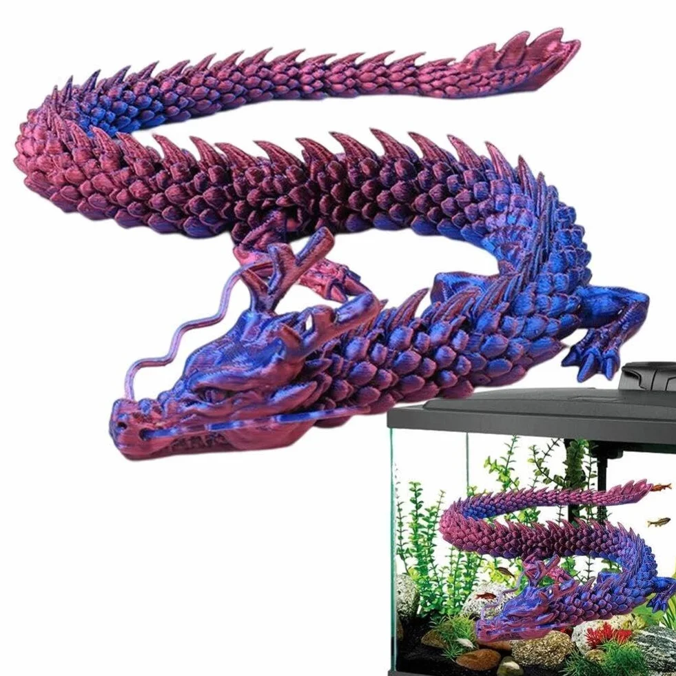 Nadruk 3D przegubowy smok chiński długi elastyczny realistyczny wykonany ornament zabawka model dom biuro dekoracja dekoracja prezenty dla dzieci