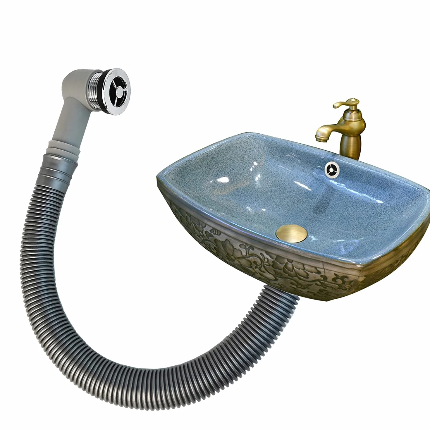 Rura przelewowa do umywalki ceramicznej, okrągły interfejs, 29-32 mm, 400 mm