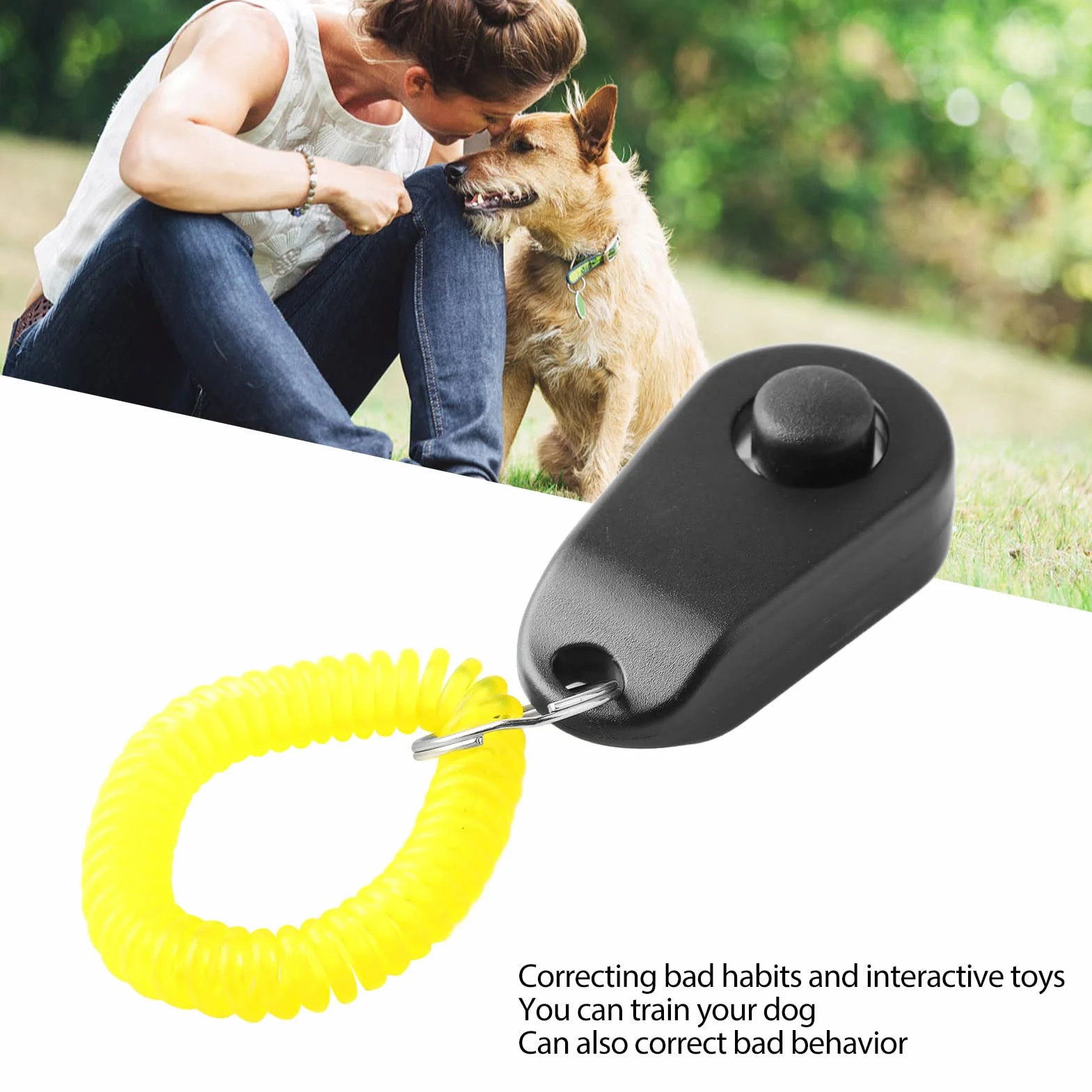 Clicker do Szkolenia Psów Interaktywny Piskliwy Wygodny Uniwersalny pierścień do Szkolenia Psów dla Psów Koty Biały Clicker do Szkolenia Psów (BLACK)